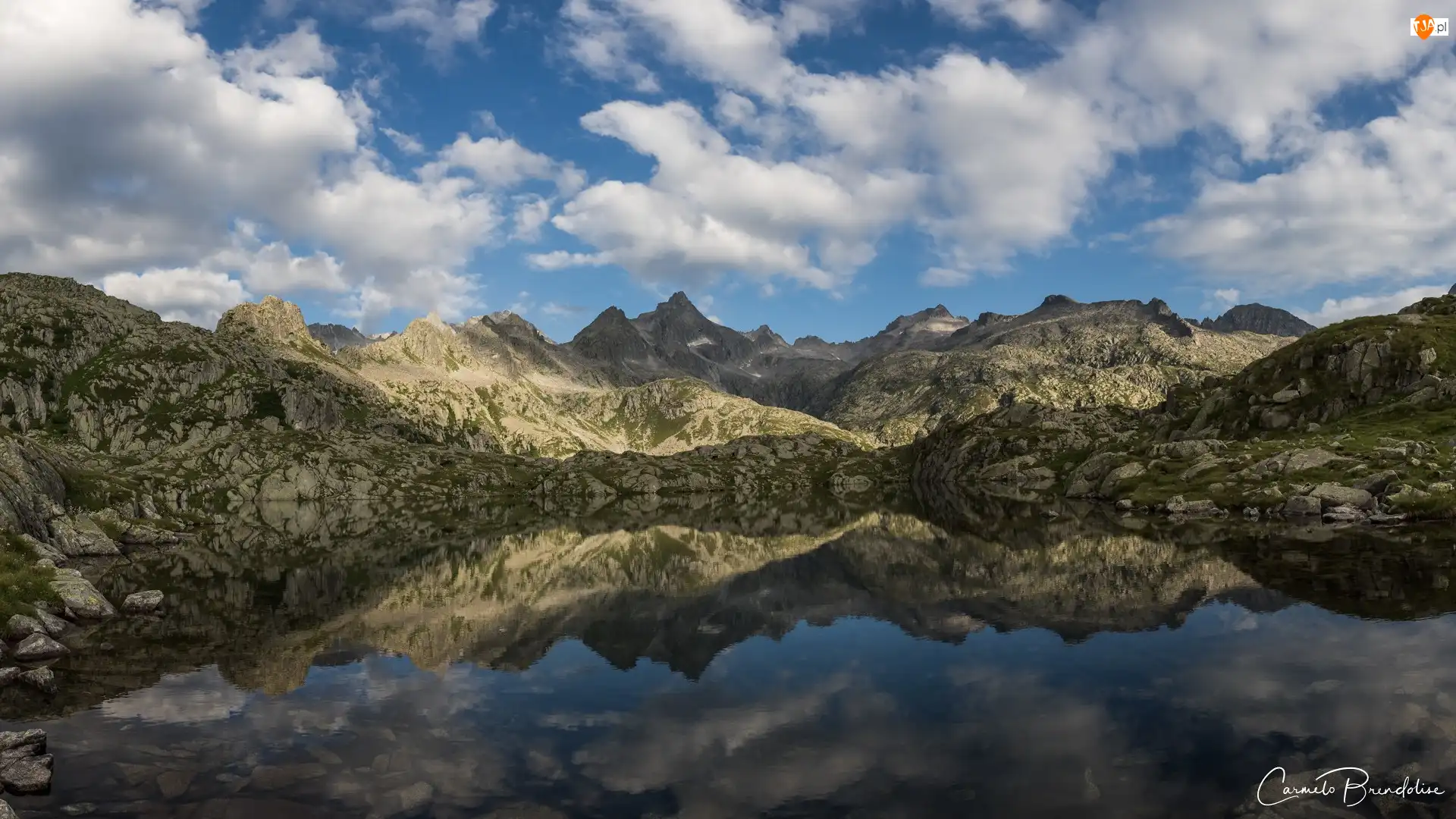 Jezioro, Włochy, Dolomity Brenty, Góry, Odbicie