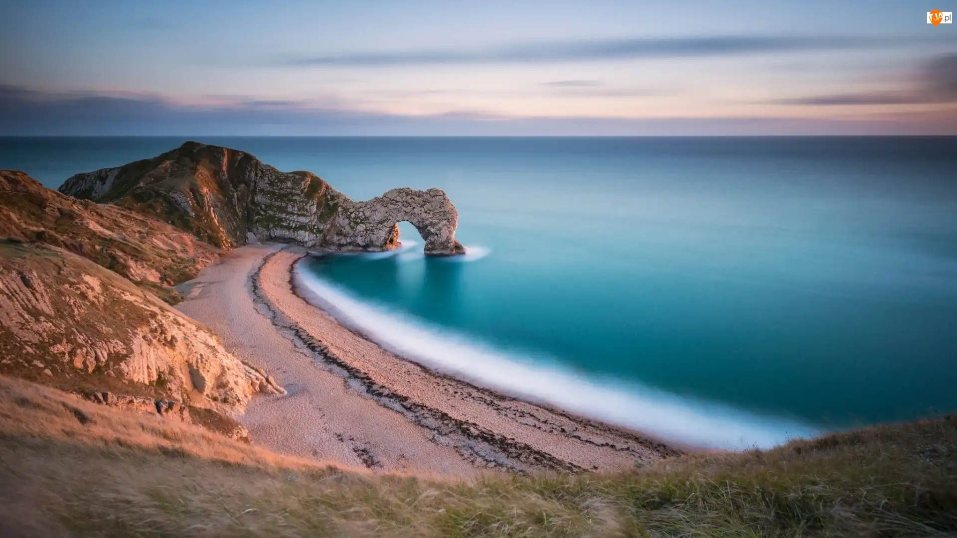 Hrabstwo Dorset, Morze, Durdle Door, Anglia, Skały, Plaża, Wybrzeże