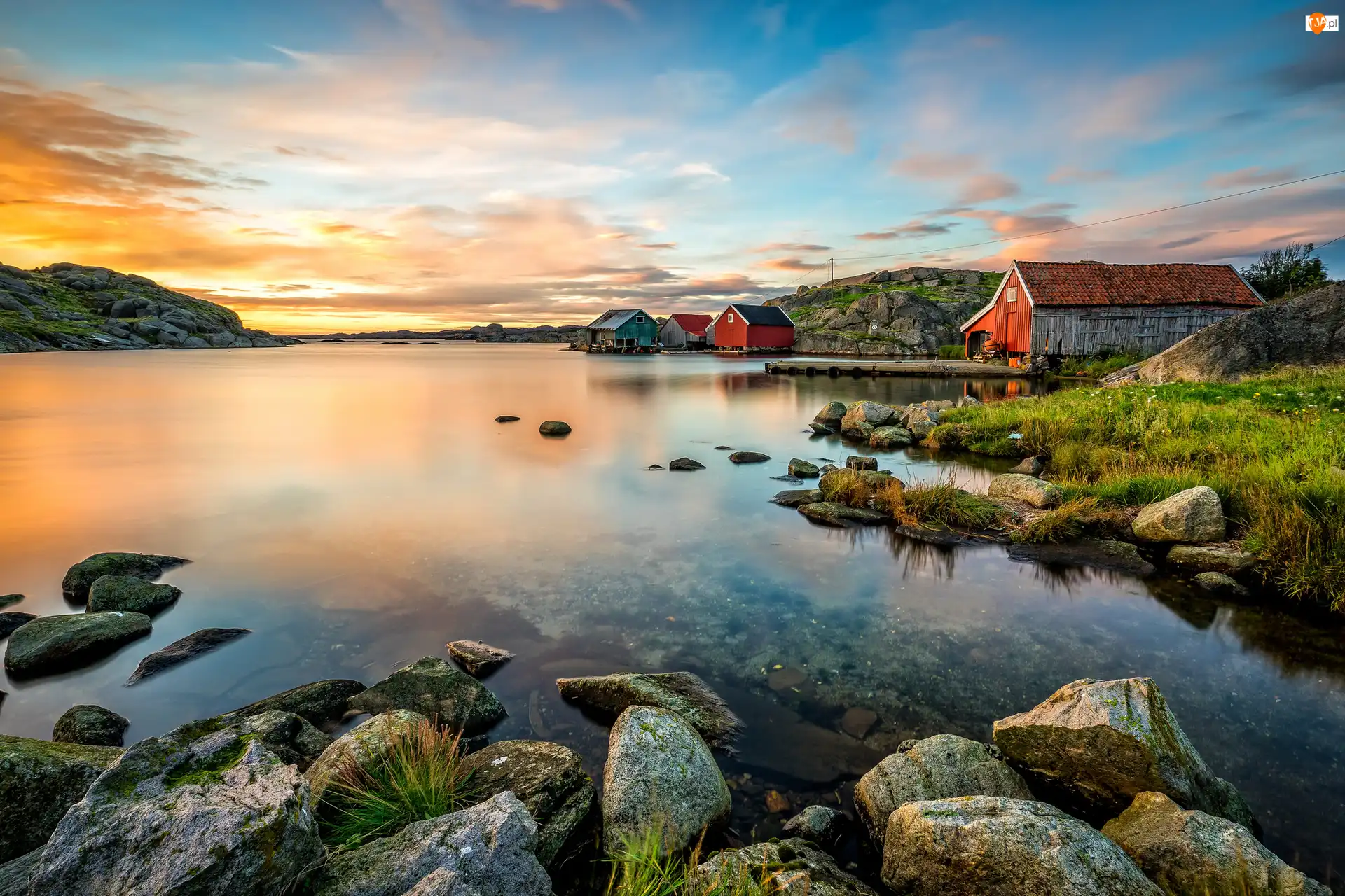 Domy, Kamienie, Egersund, Norwegia, Morze Północne