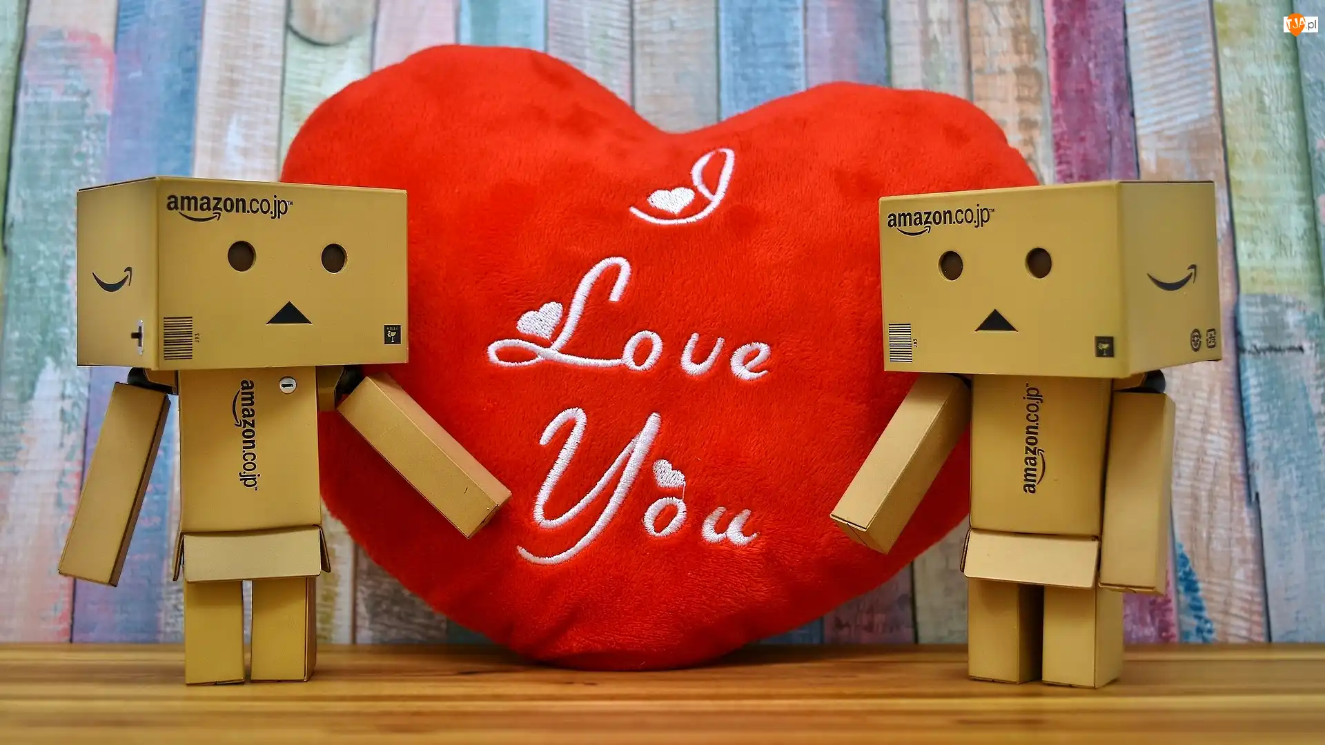 Napis, Kartonowe, Poduszka, I love you, Ludziki, Serce, Miłość, Danbo