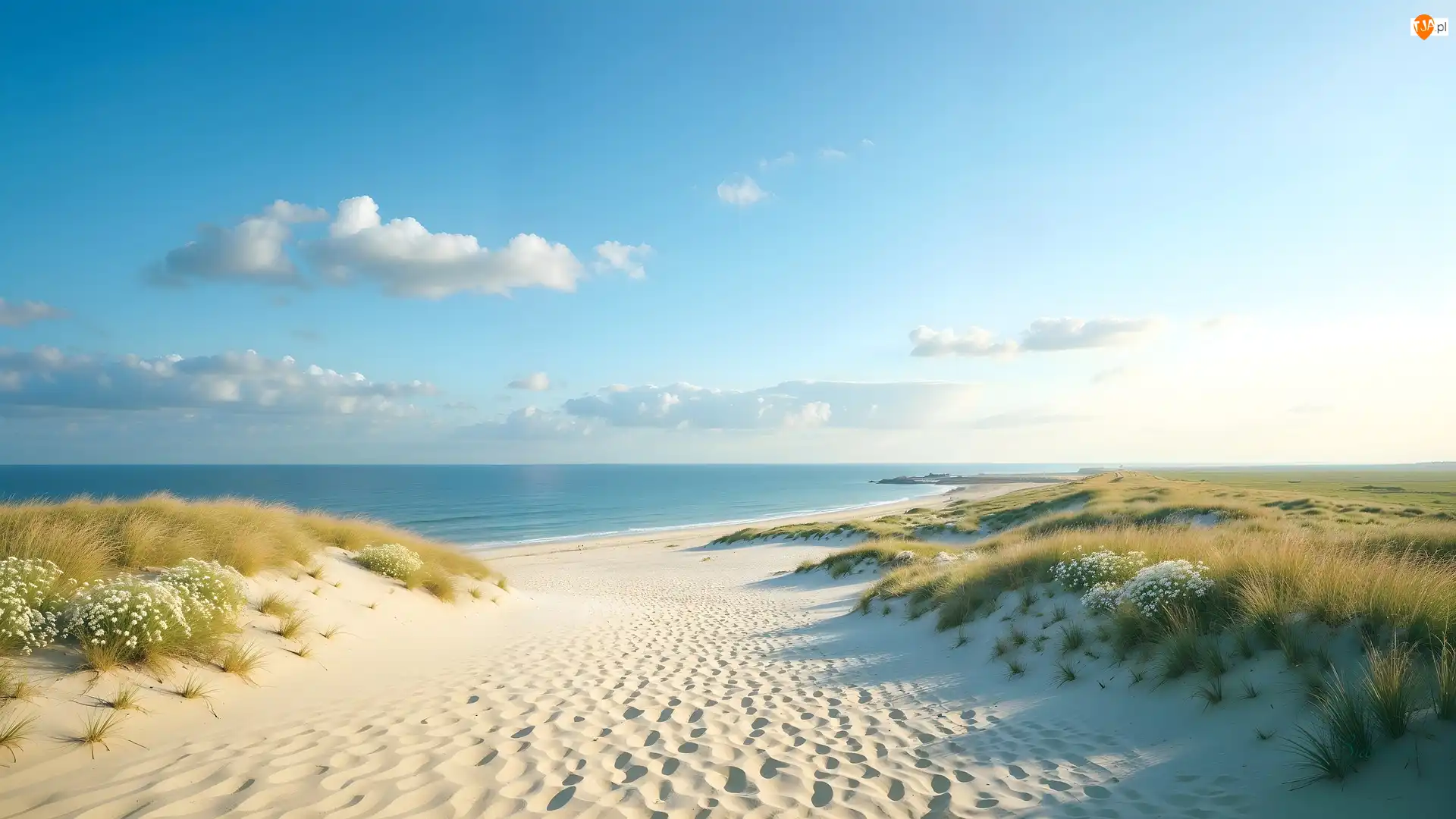 Błękitne, Chmury, Morze, Plaża, Niebo