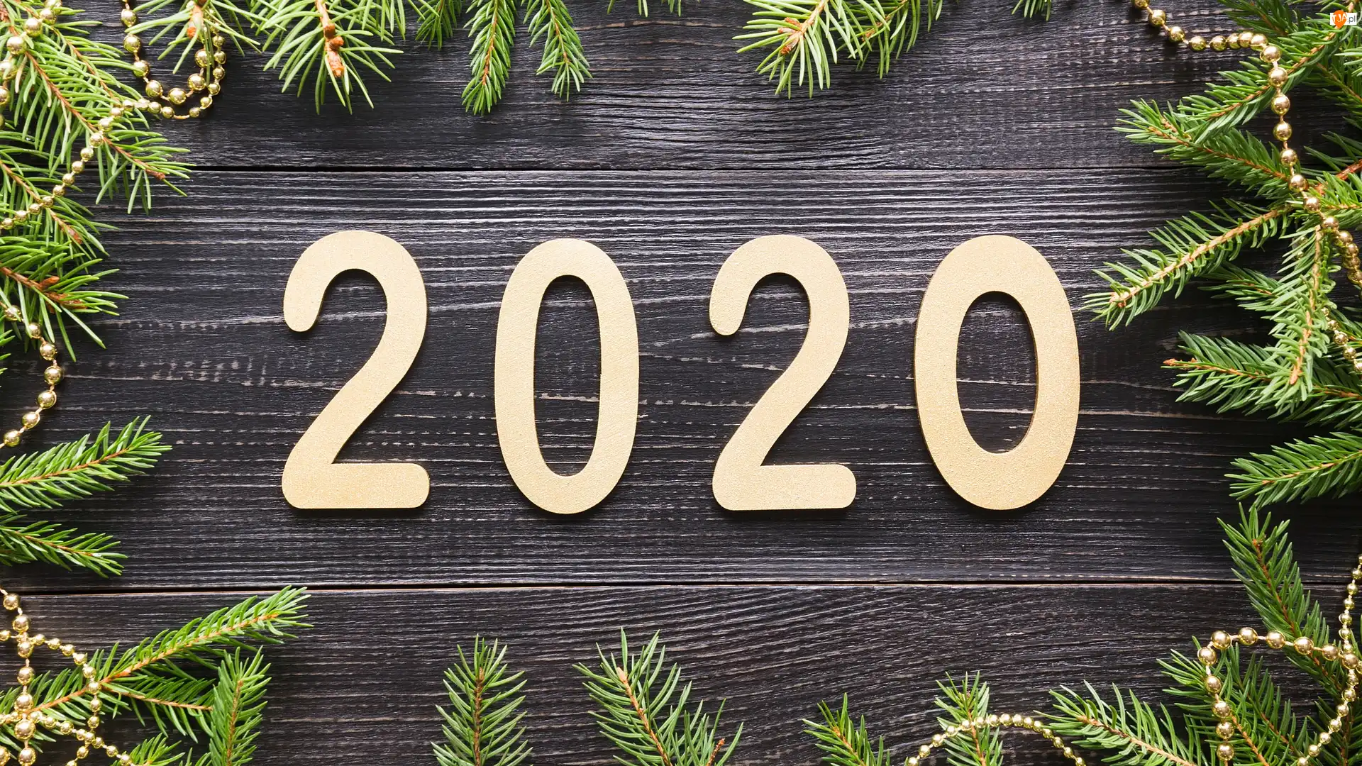 Nowy Rok, 2020, Deski, Sylwester, Koraliki, Gałązki, Zielone