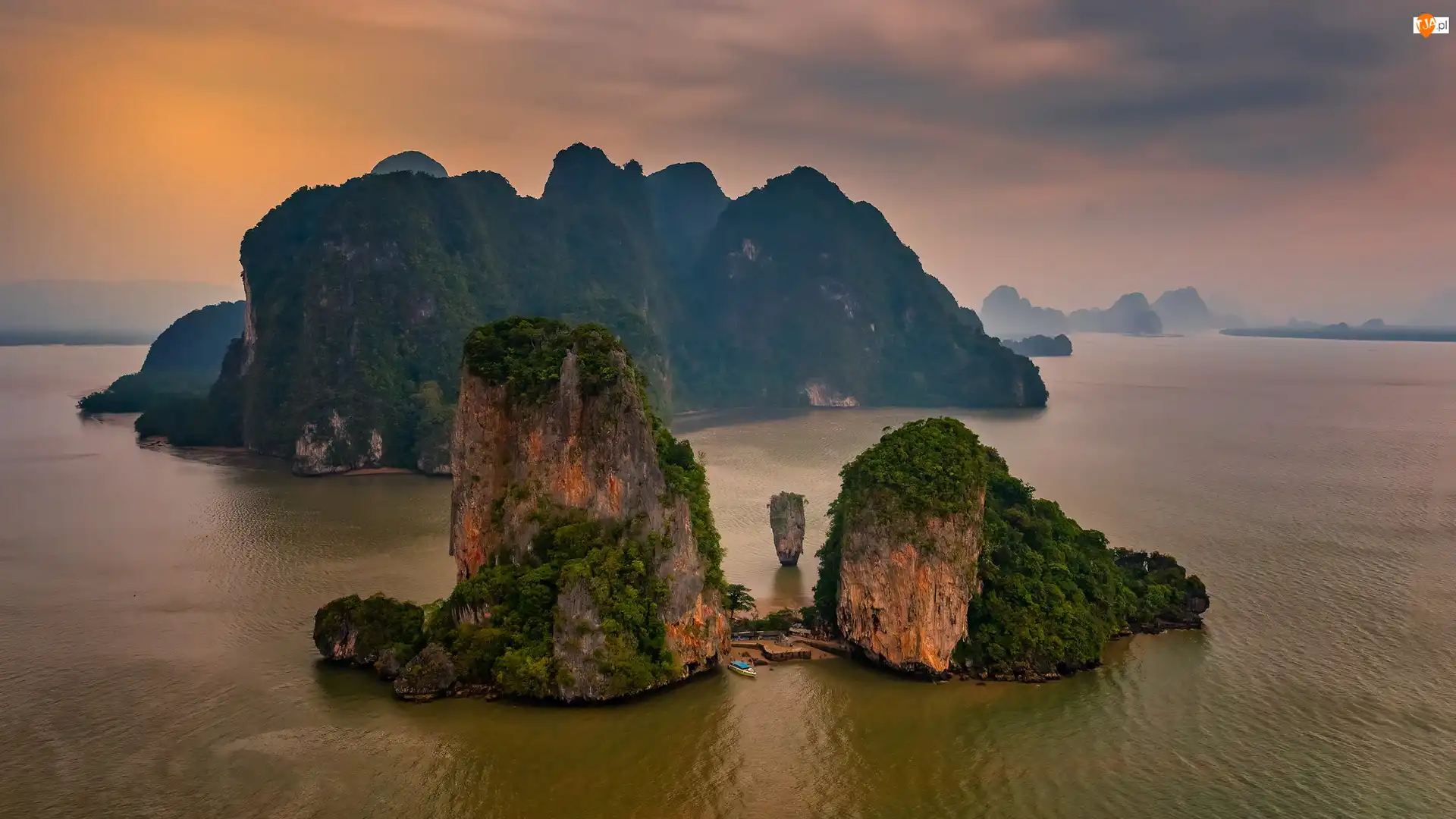 Skały, Wyspy, Tajlandia, Góry, Morze Andamańskie, Zatoka Phang Nga, Lasy