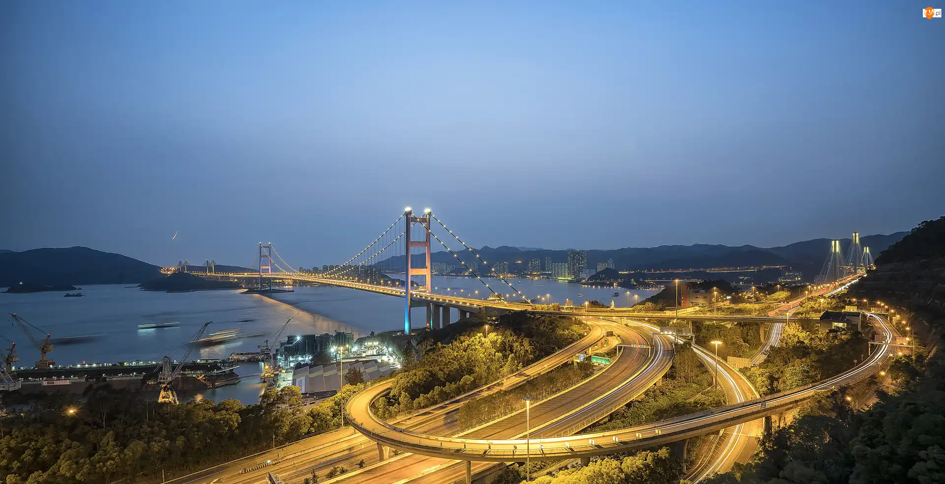 Kanał Ma Wan, Droga, Hongkong, Chiny, Most Tsing Ma