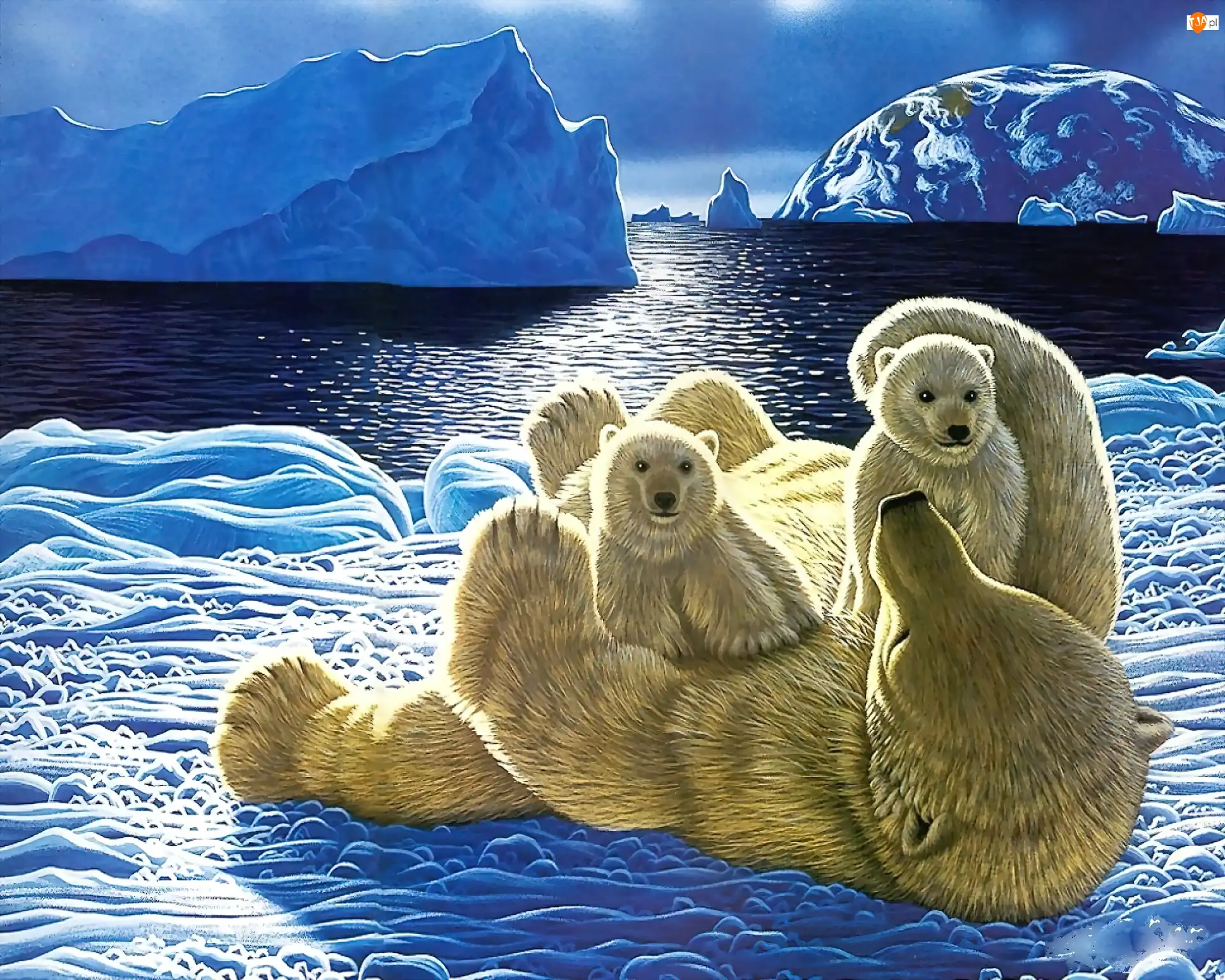 Małe, Śnieg, Miś, Mama, Misie