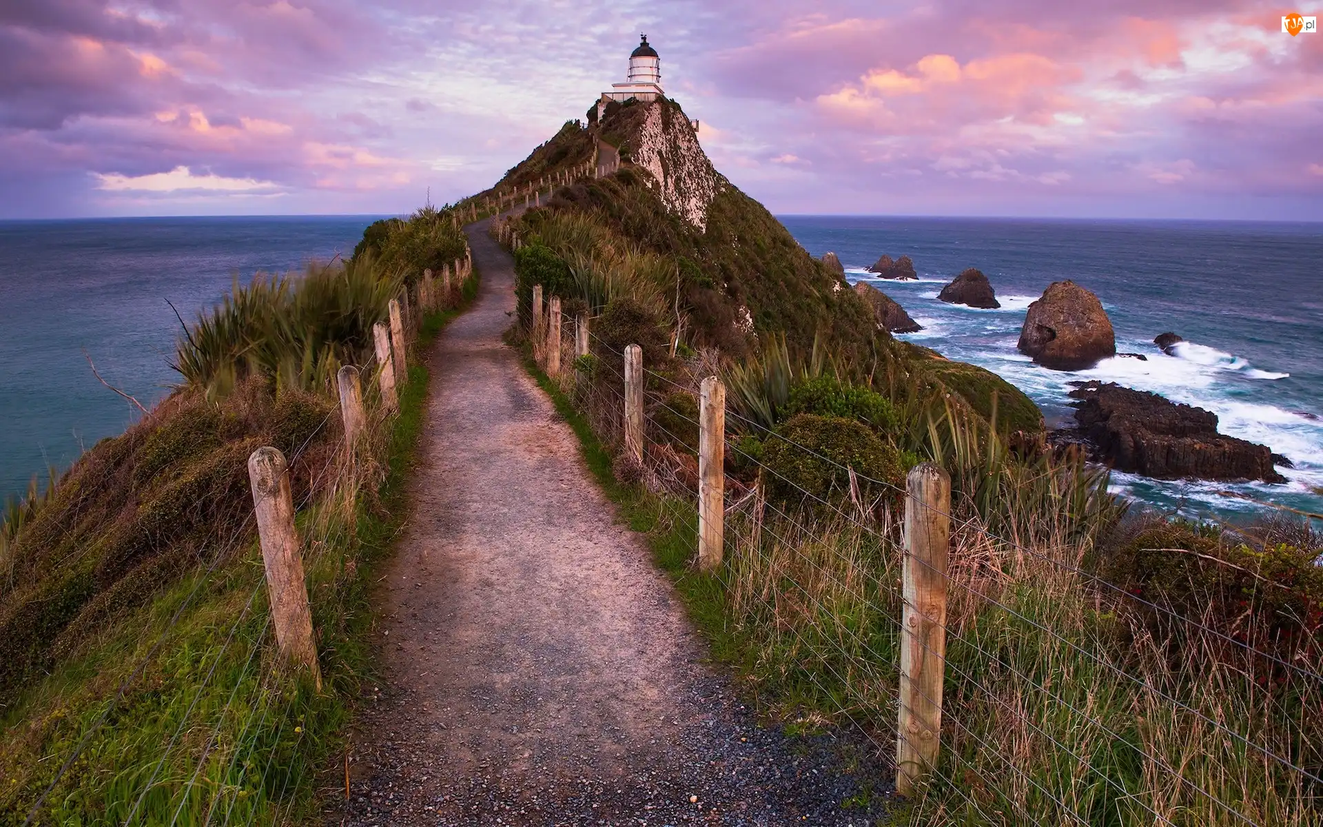 Skały, Latarnia morska, Nowa Zelandia, Morze, Otago, Ścieżka, Nugget Point Lighthouse