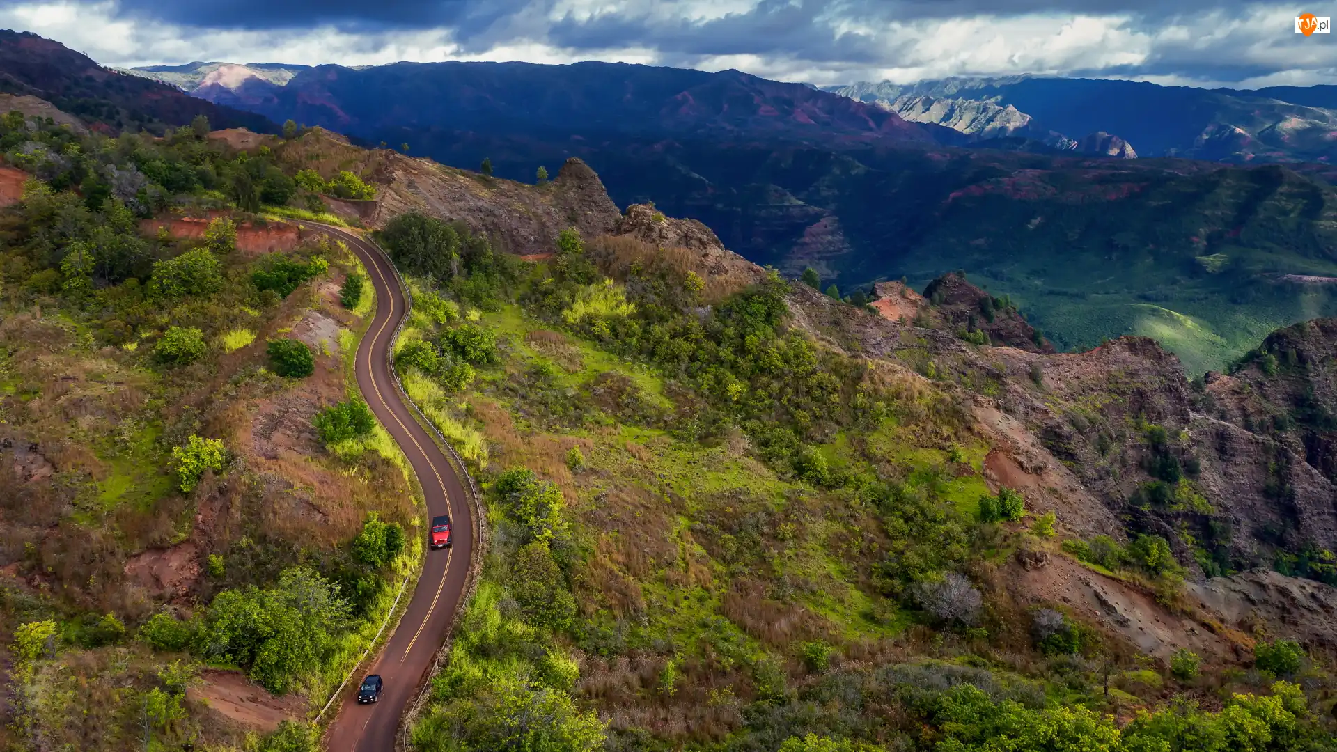 Wielki Kanion Pacyfiku, Góry, Stany Zjednoczone, Kanion Waimea, Hawaje, Wyspa Kauai, Droga
