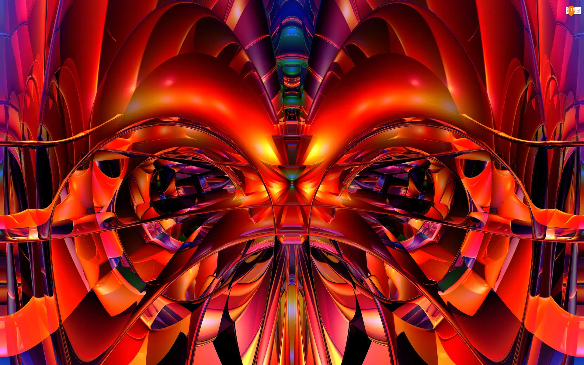 Abstrakcja, Grafika 3D, Ognista, Czerwona