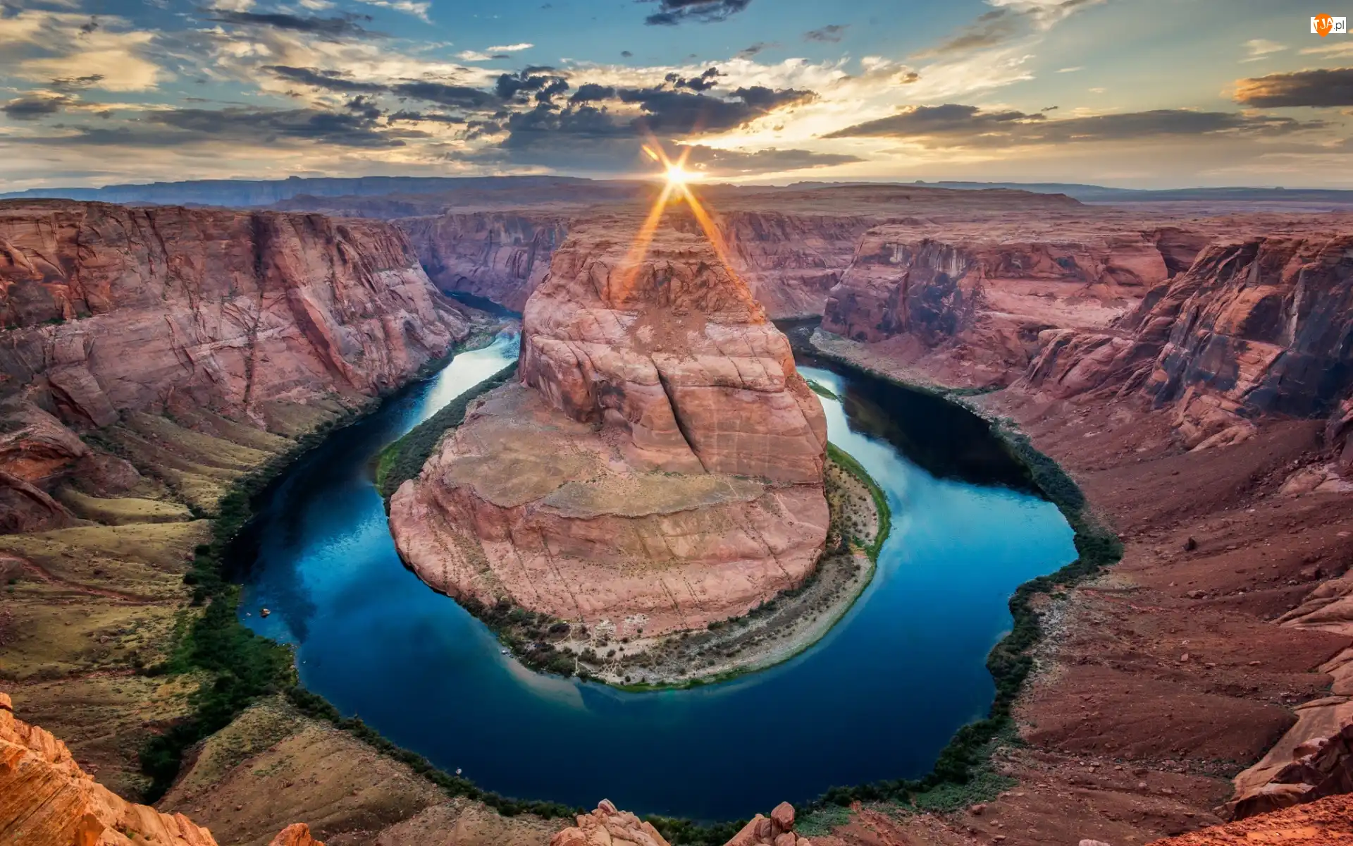 Stany Zjednoczone, Horseshoe Bend, Skały, Meander, Kanion, Park Narodowy Glen Canyon, Kolorado River, Rzeka, Zakole, Arizona
