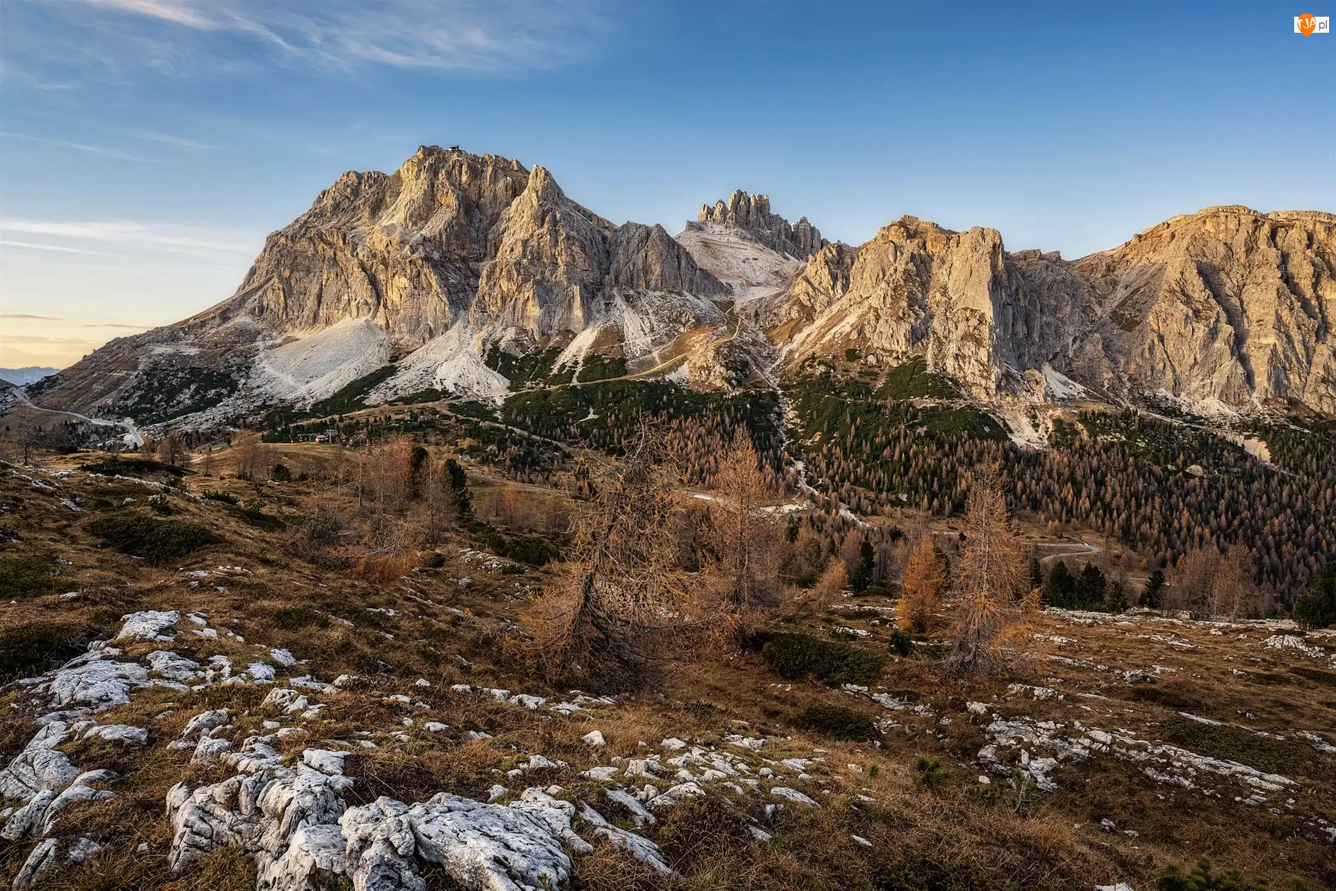 Dolomity, Włochy, Góry, Jesień, Szczyt Lagazuoi