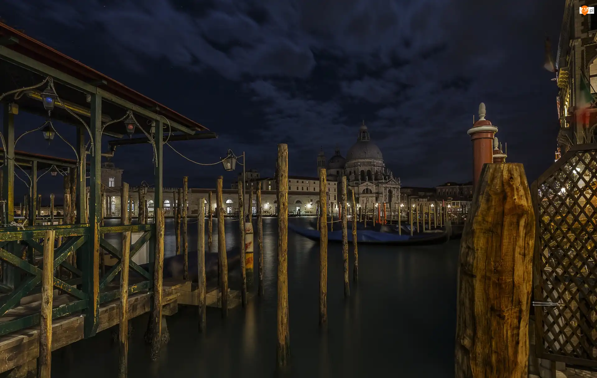 Bazylika, Noc, Wenecja, Włochy, Santa Maria della Salute