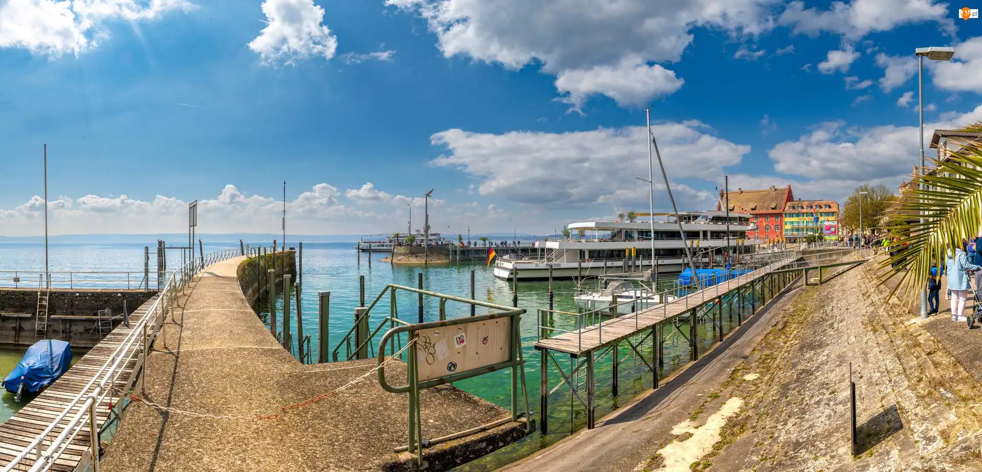 Meersburg, Jezioro Bodeńskie, Domy, Niemcy, Statki, Przystań, Pomost