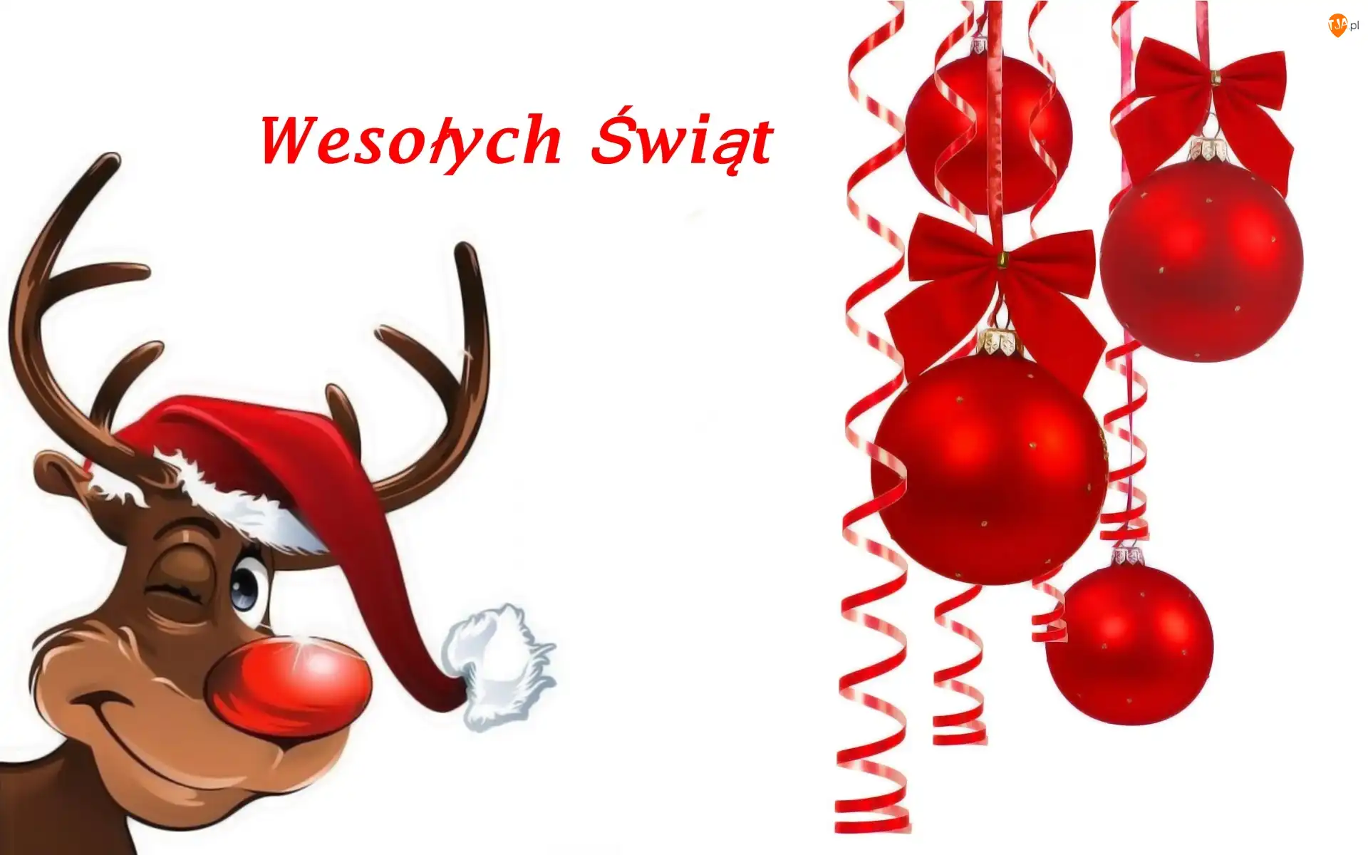 Renifer, Bombki, Mikołaja, Wesołych Świąt, Czapka, Napis