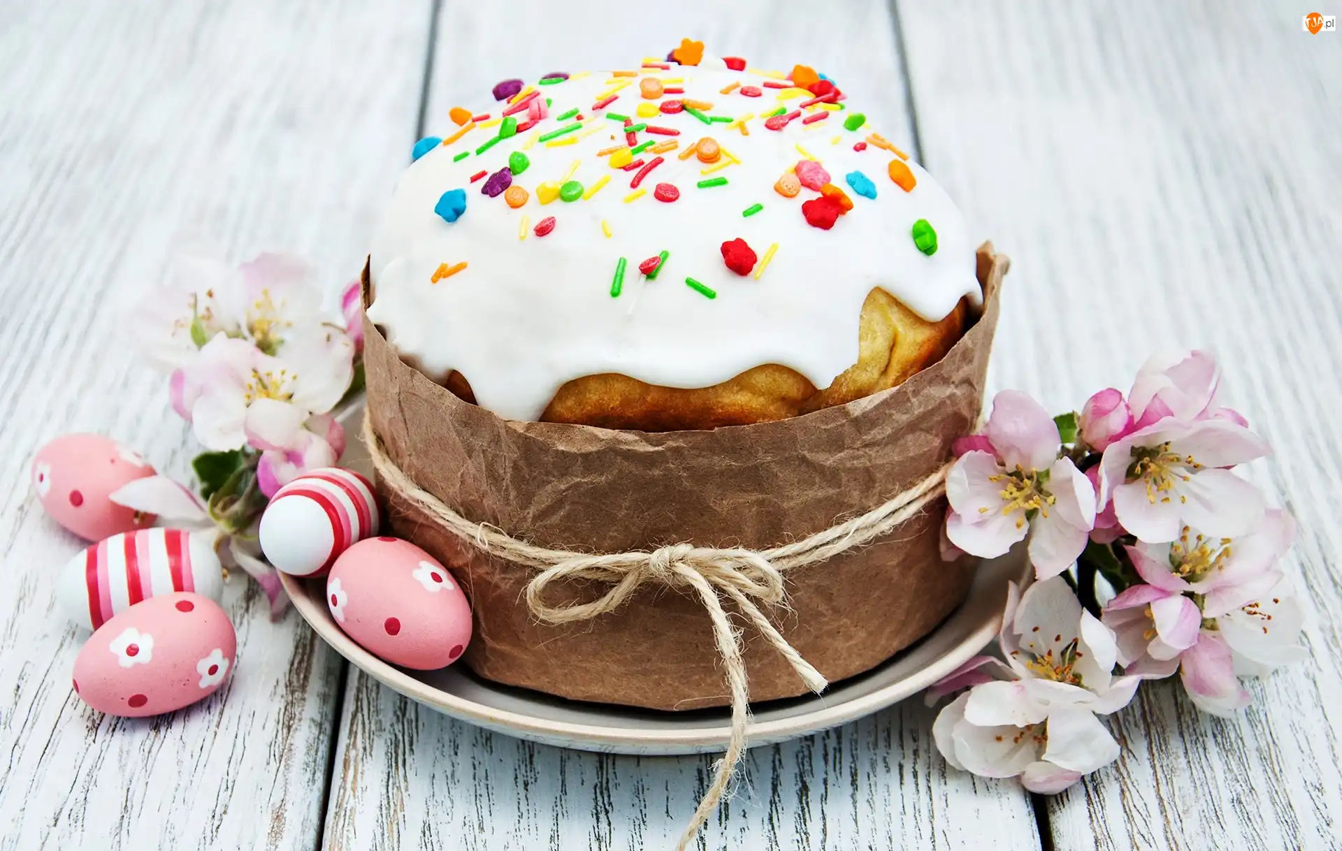 Kwiatki, Wielkanoc, Babka, Pisanki