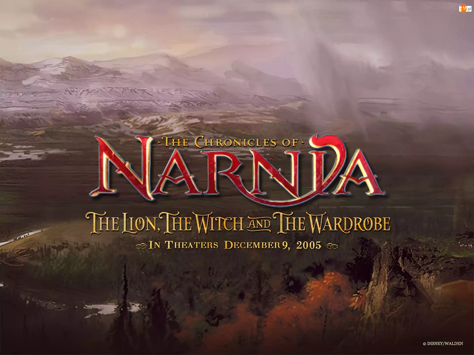 krajobraz, las, napis, The Chronicles Of Narnia, góry