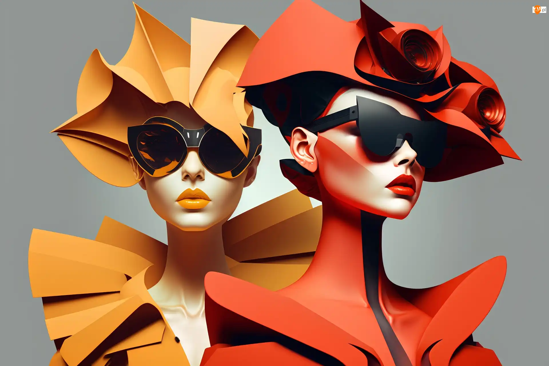 Okulary, Grafika, Kapelusze, Kobiety, Moda