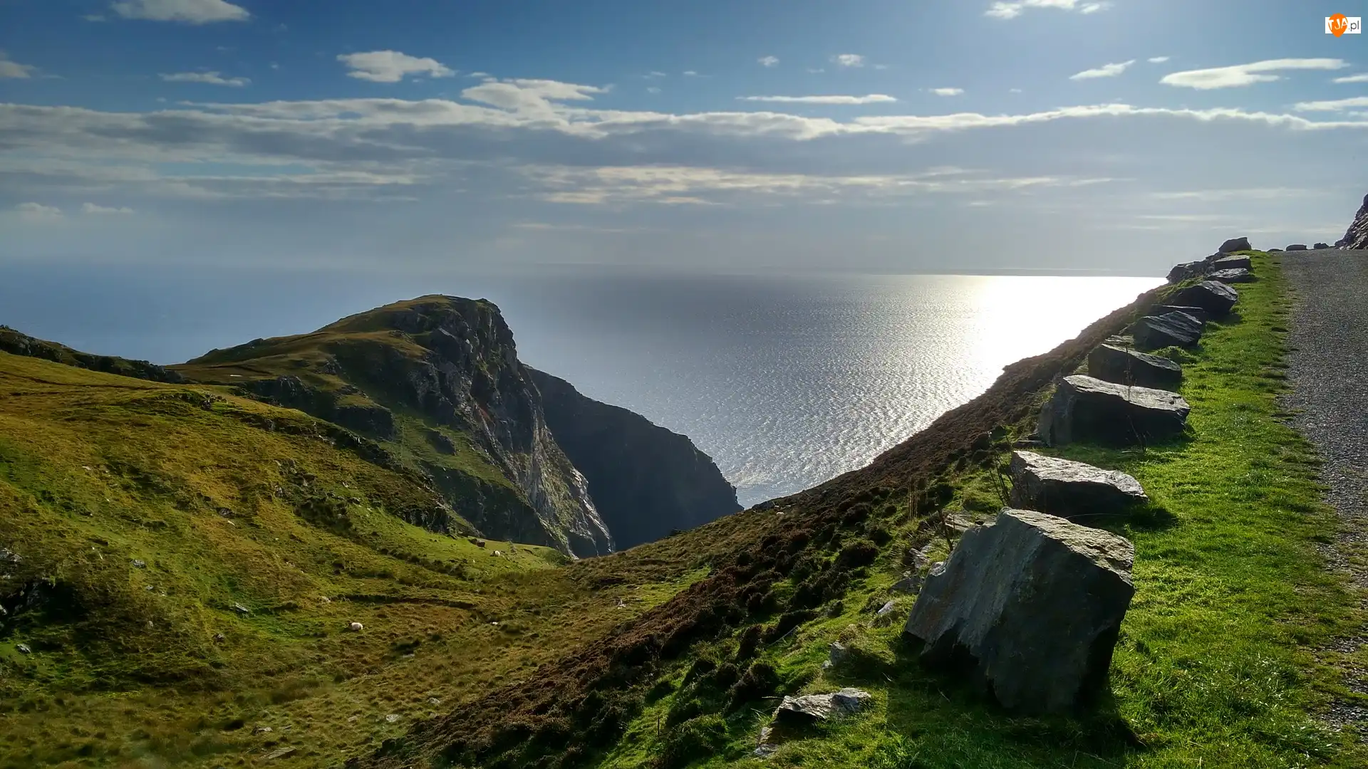 Kamienie, Morze, Wild Atlantic Way, Donegal, Szlak, Skały, Irlandia, Droga