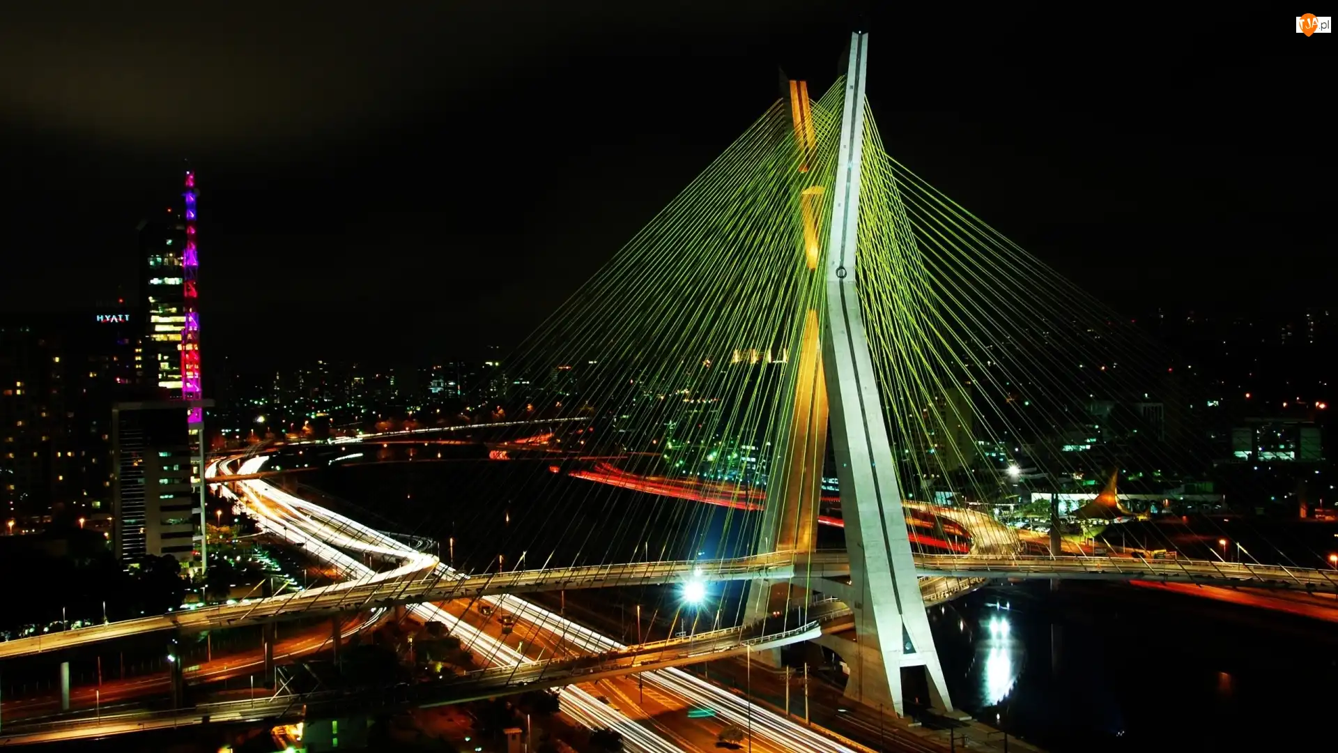 Światła, Sao Paulo, Most, Noc