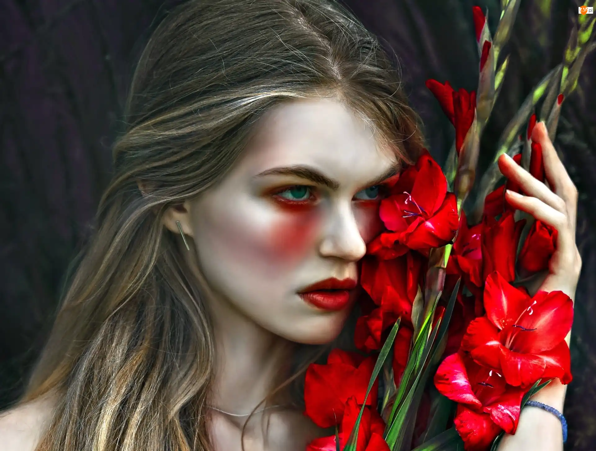 Kwiaty, Art, Modelka, Agnieszka Lorek, Gladiole