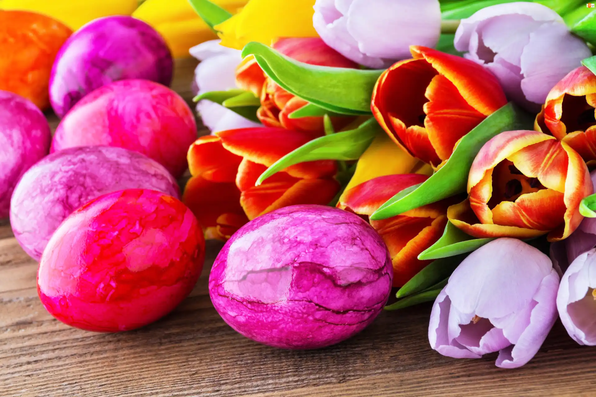 Pisanki, Kompozycja, Wielkanoc, Tulipany