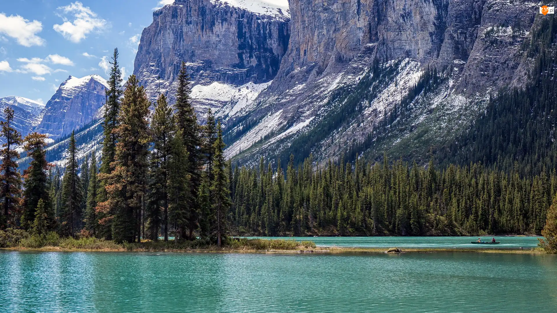 Park Narodowy Jasper, Góry, Kanada, Jezioro Maligne Lake, Prowincja Alberta, Lasy, Drzewa