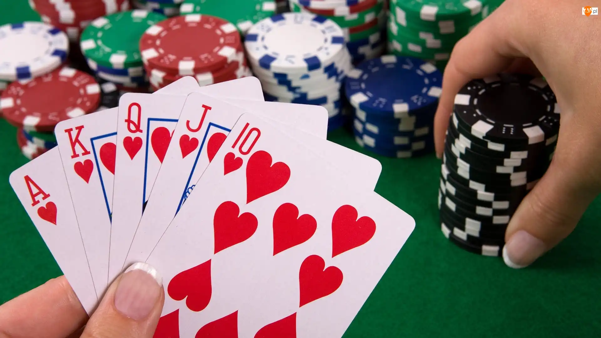 Stół, Poker królewski, Żetony, Karty, Poker