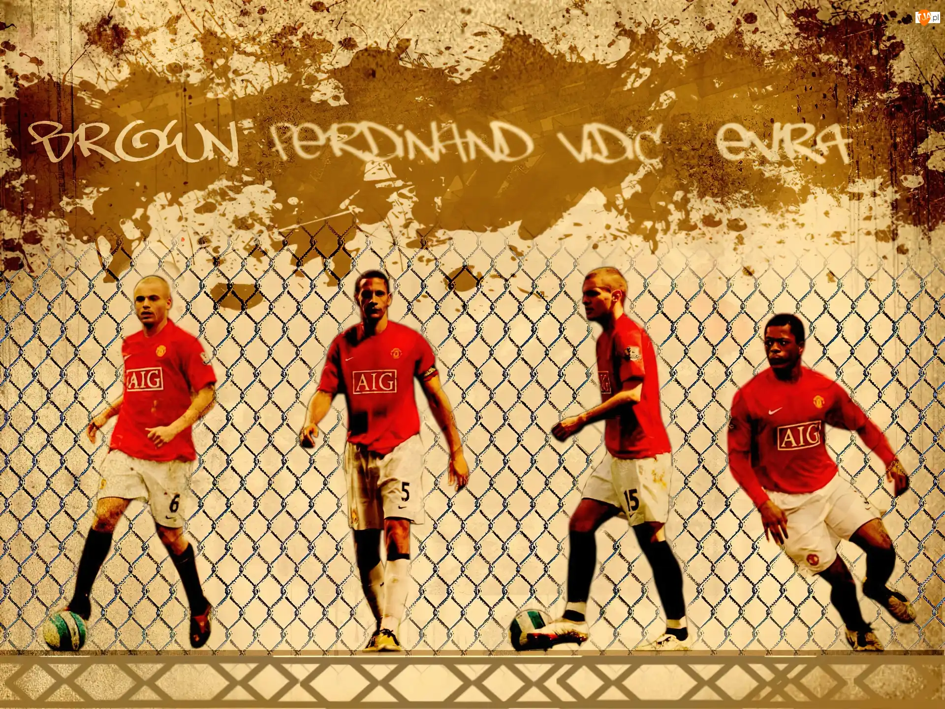Piłkarze, Manchester United, Ferdinand, Evra, Brown, Vidic