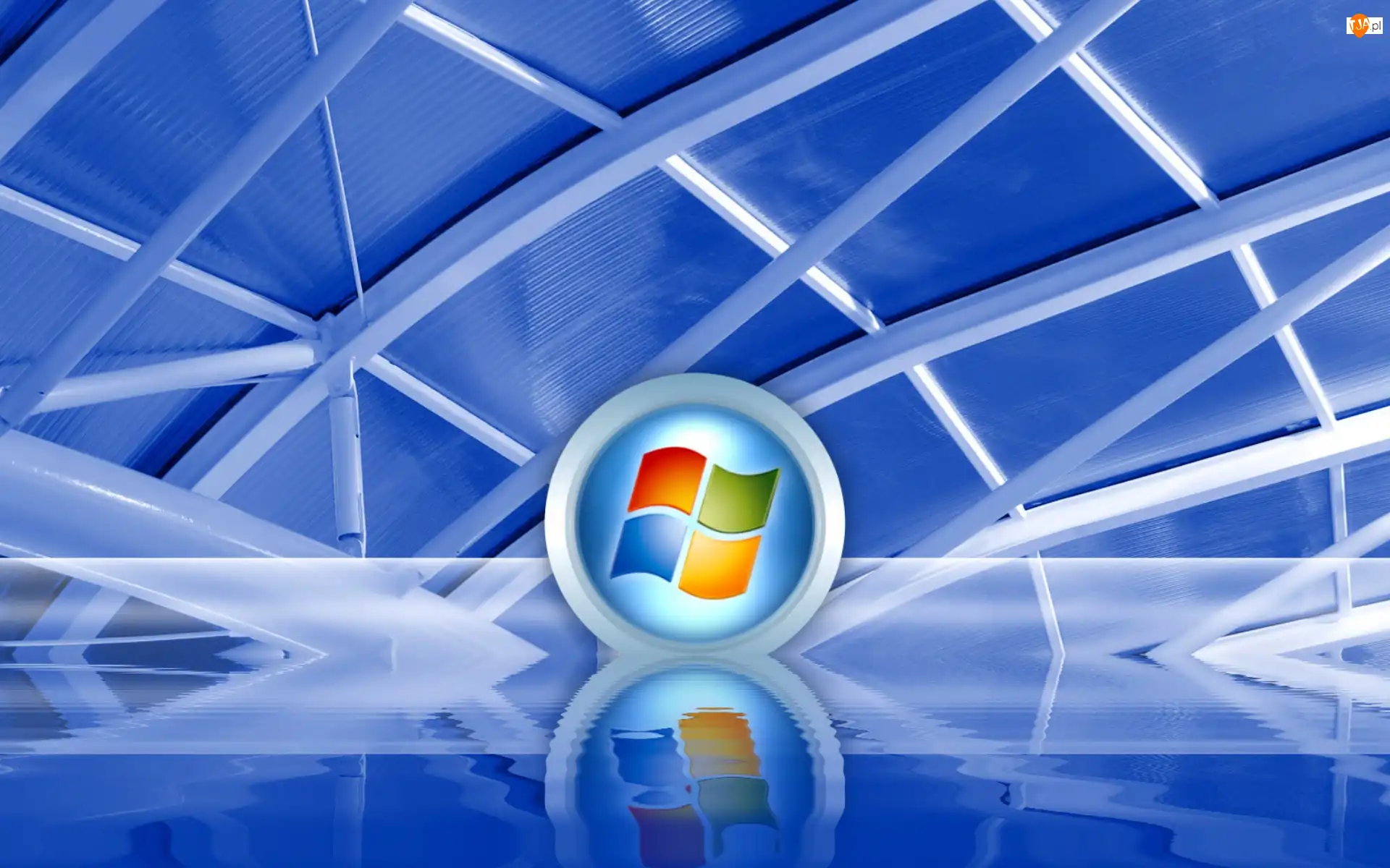 Odbicie, Tło, Windows, Logo, Szyby