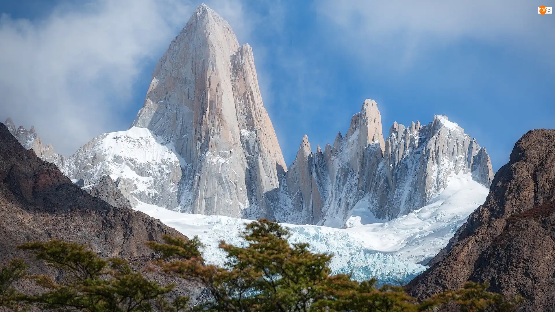 Fitz Roy, Zima, Argentyna, Góra, Patagonia, Park Narodowy Los Glaciares, Skały