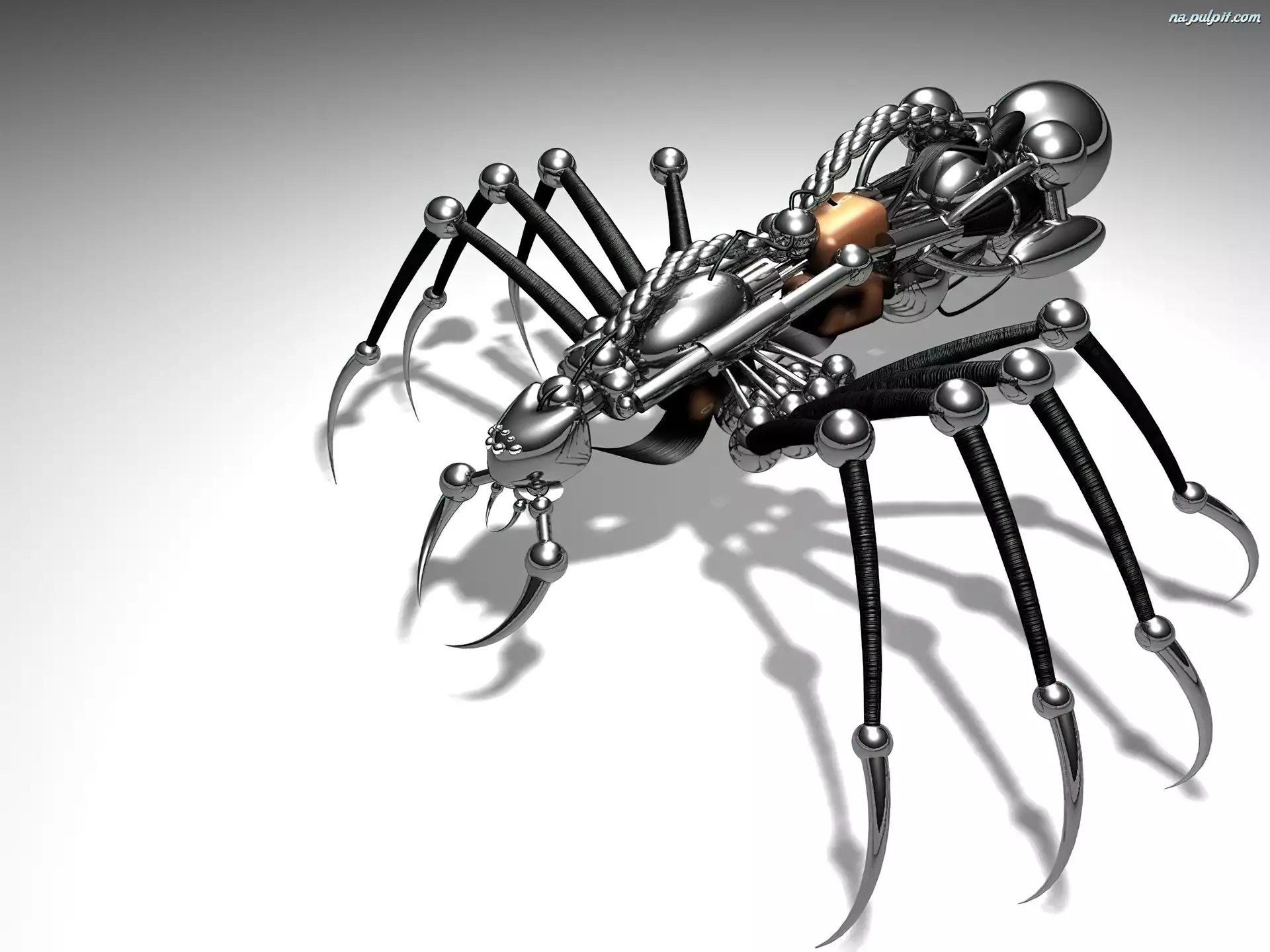 robot, 3D, Wektorowa, pająk