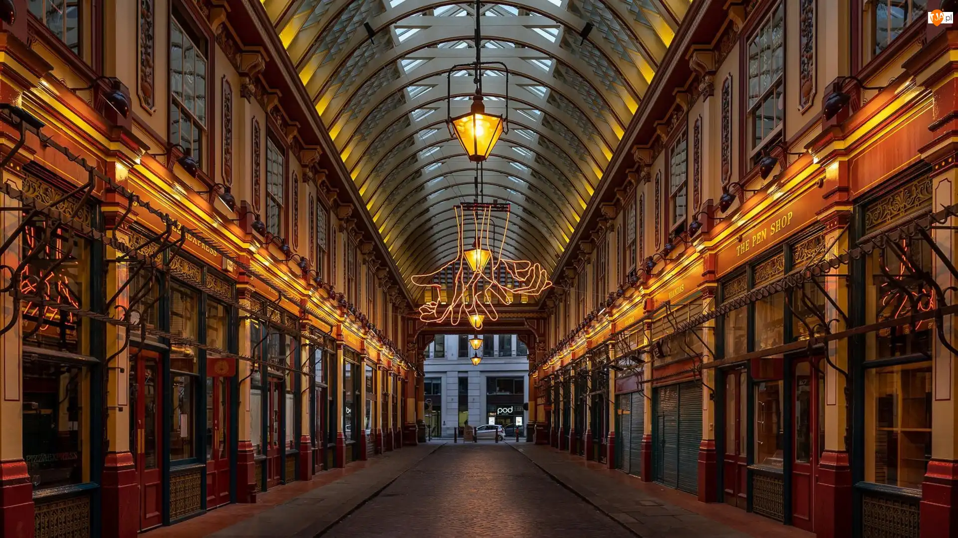 Leadenhall Market, Zadaszona, Domy, Londyn, Ulica, Sklepy, Anglia, Lampy