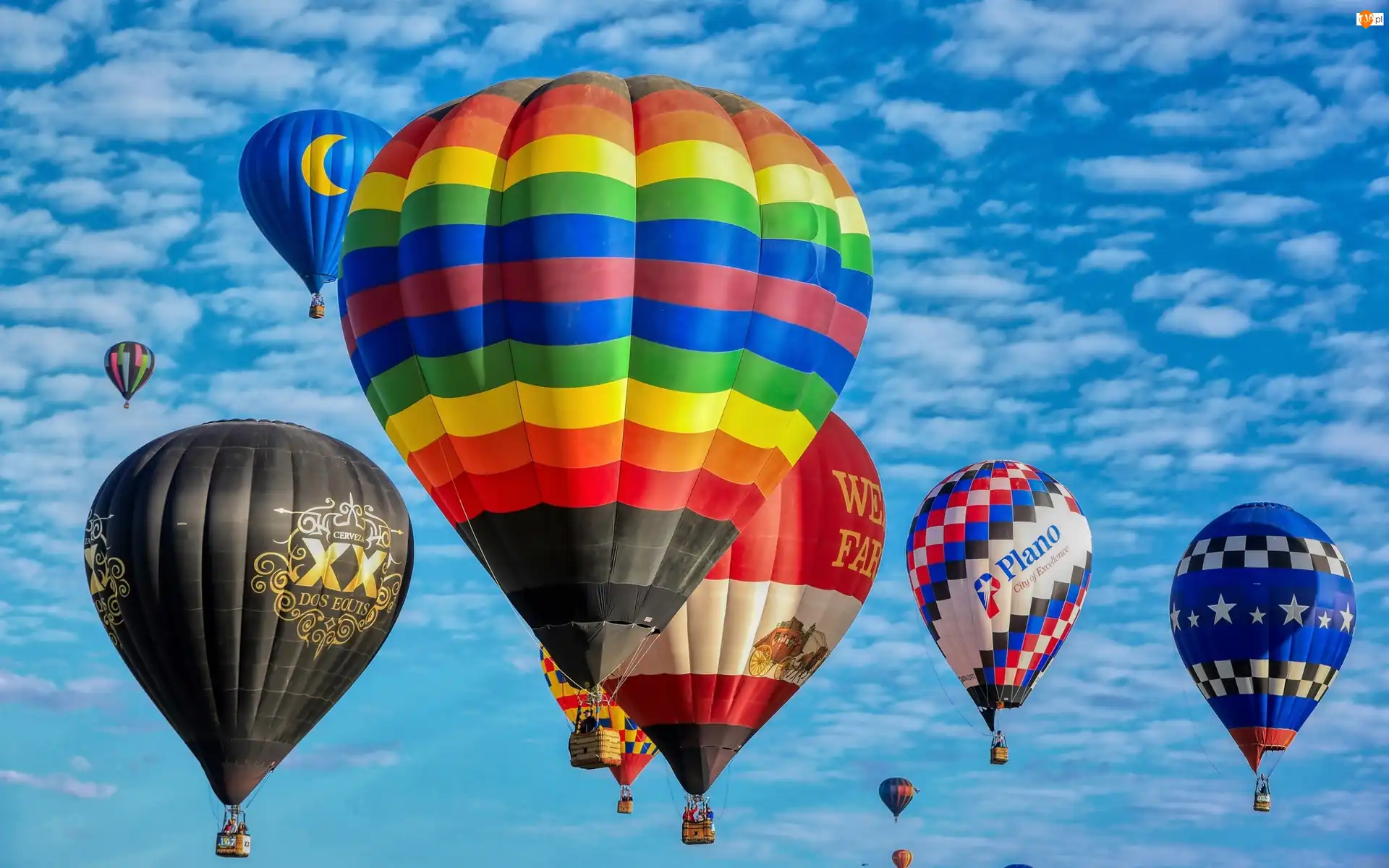 Niebo, Baloniarstwo, Balony, Kolorowe, Chmury
