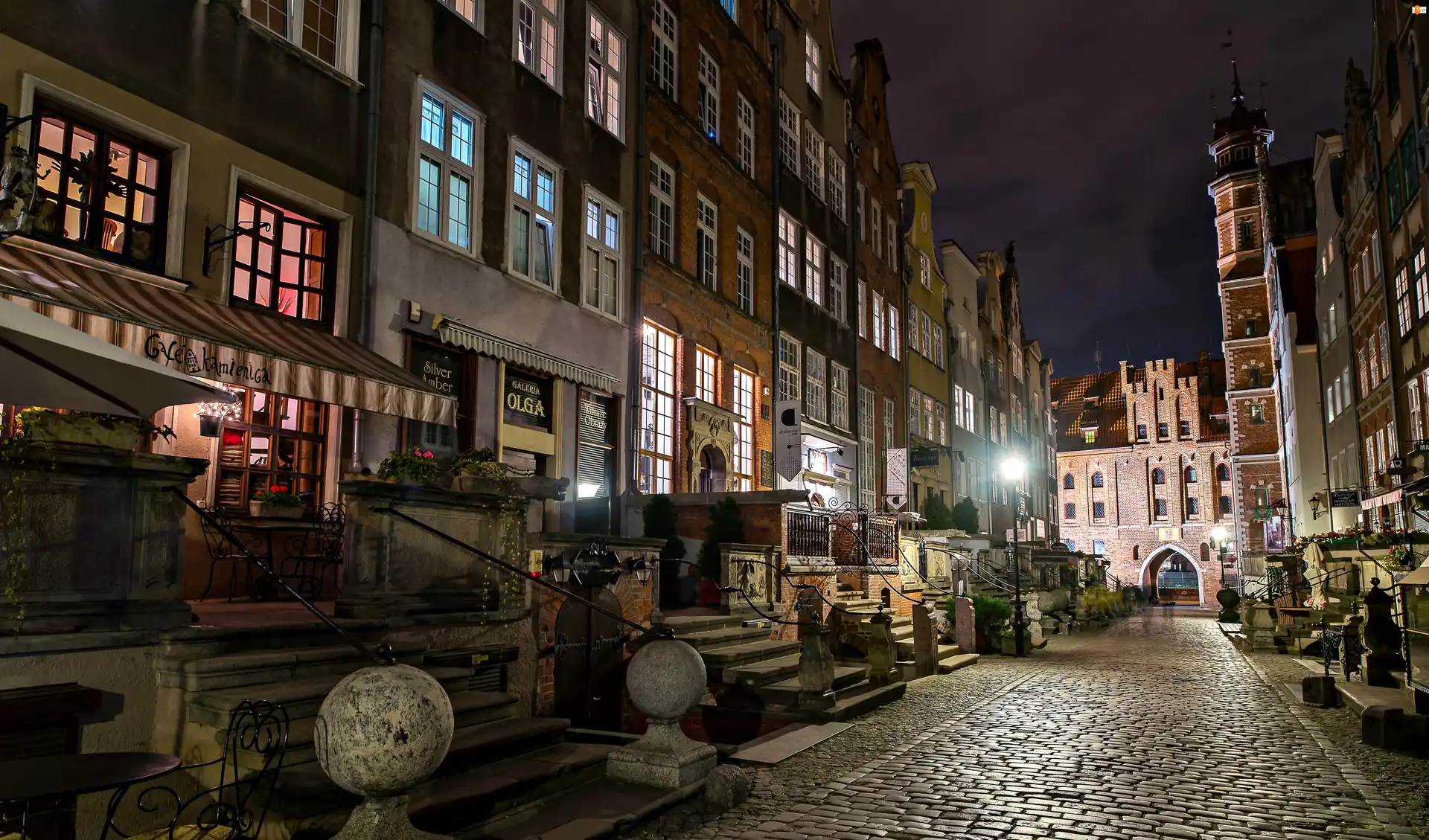 Miasto nocą, Polska, Gdańsk