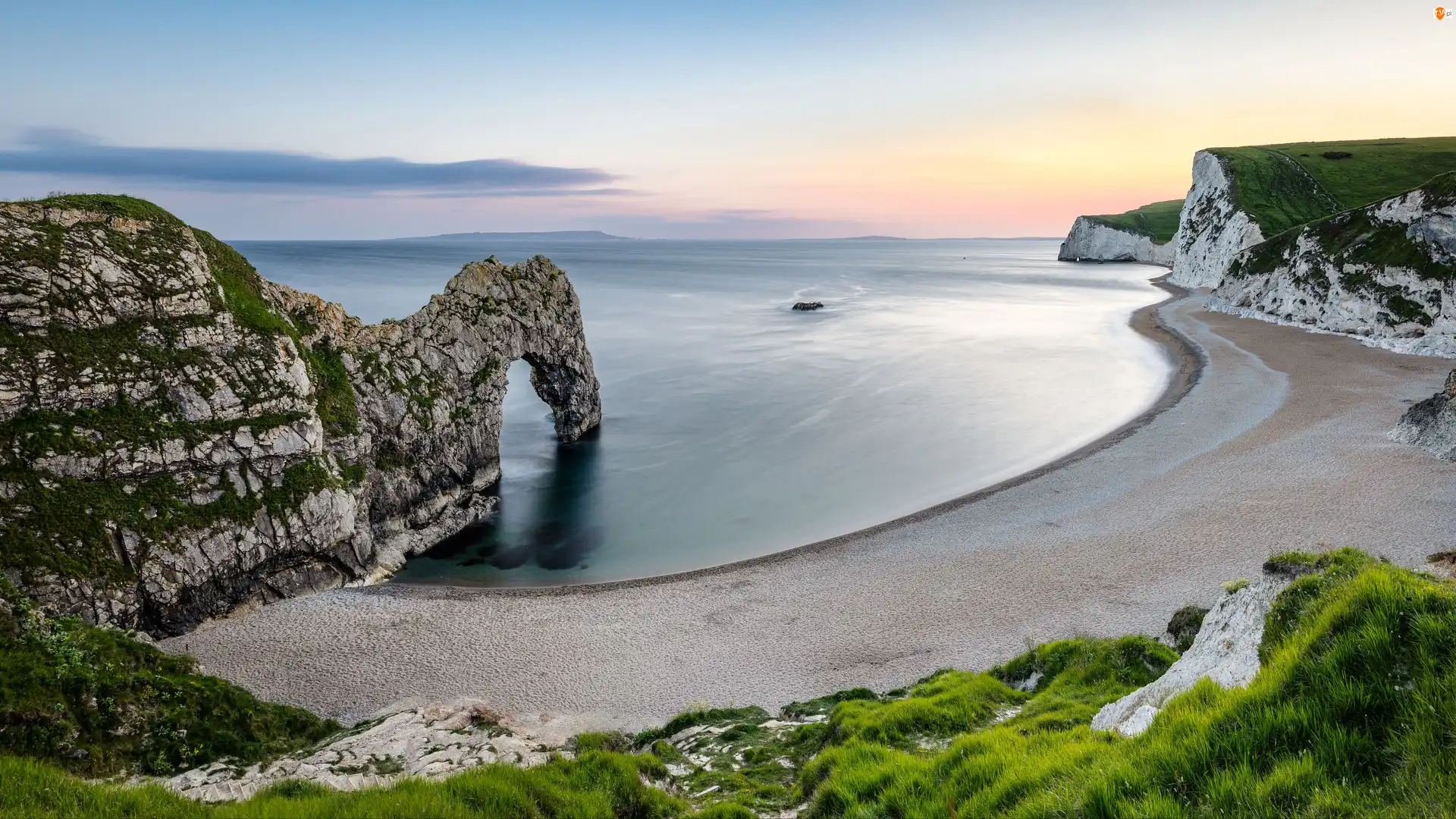 Durdle Door, Hrabstwo, Łuk, Plaża, Skały, Dorset, Morze, Anglia, Wybrzeże Jurajskie