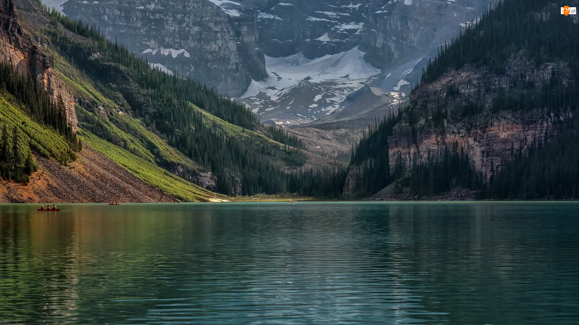 Louise Lake, Jezioro, Góry, Kanada, Lasy, Park Narodowy Banff