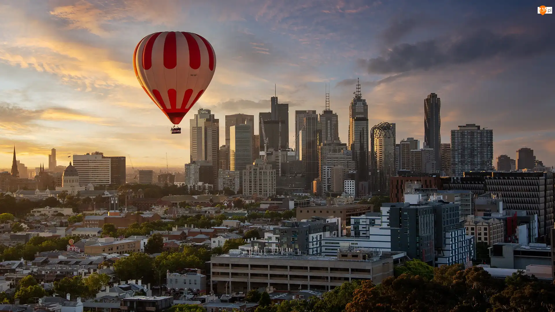 Australia, Balon, Wieżowce, Melbourne