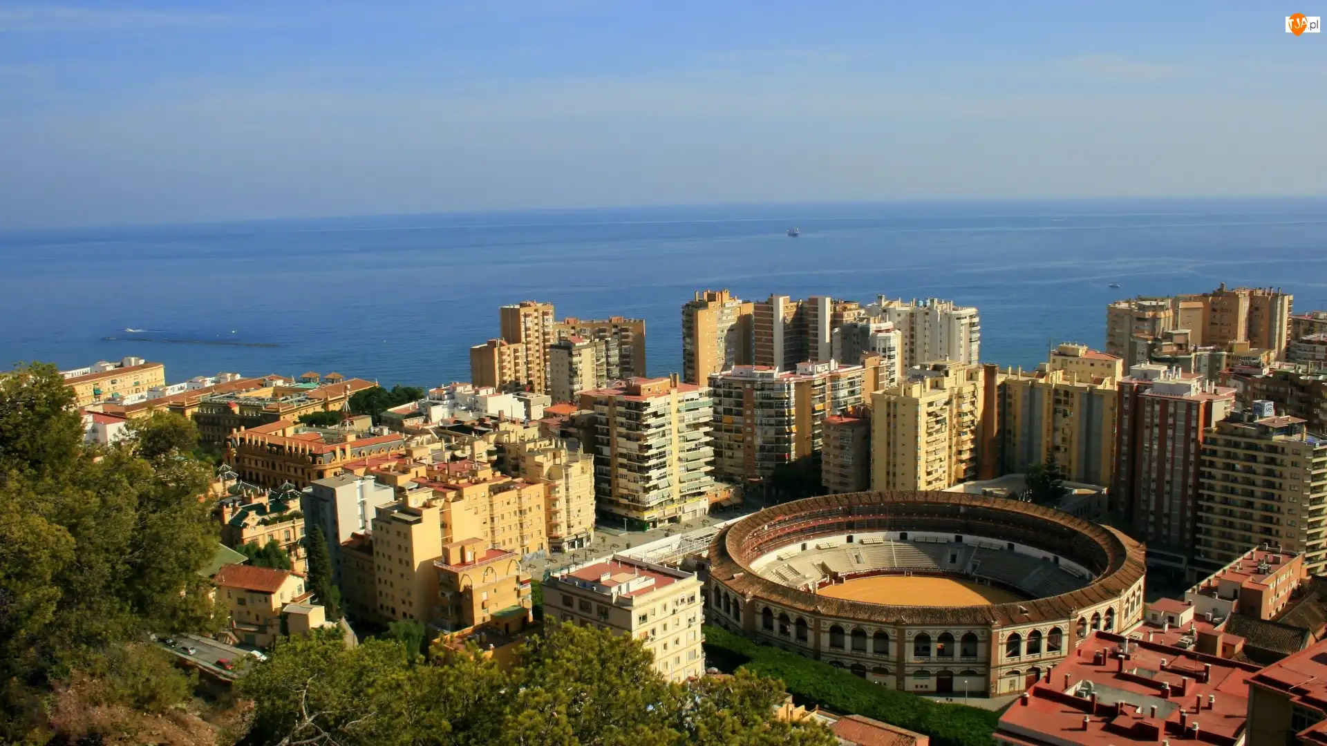 Miasto, Morze, Malaga, Hiszpania, Stadion