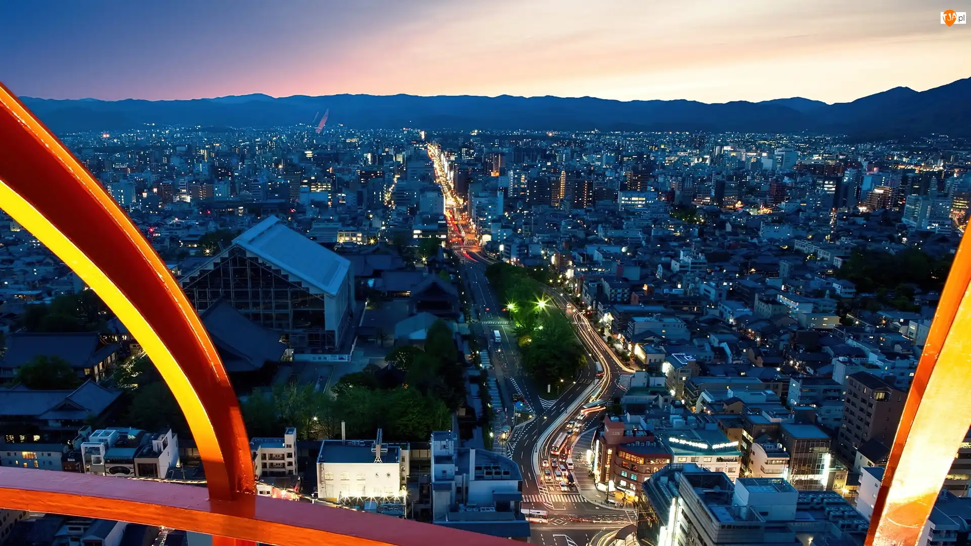 Noc, Japonia, Kyoto, Miasto