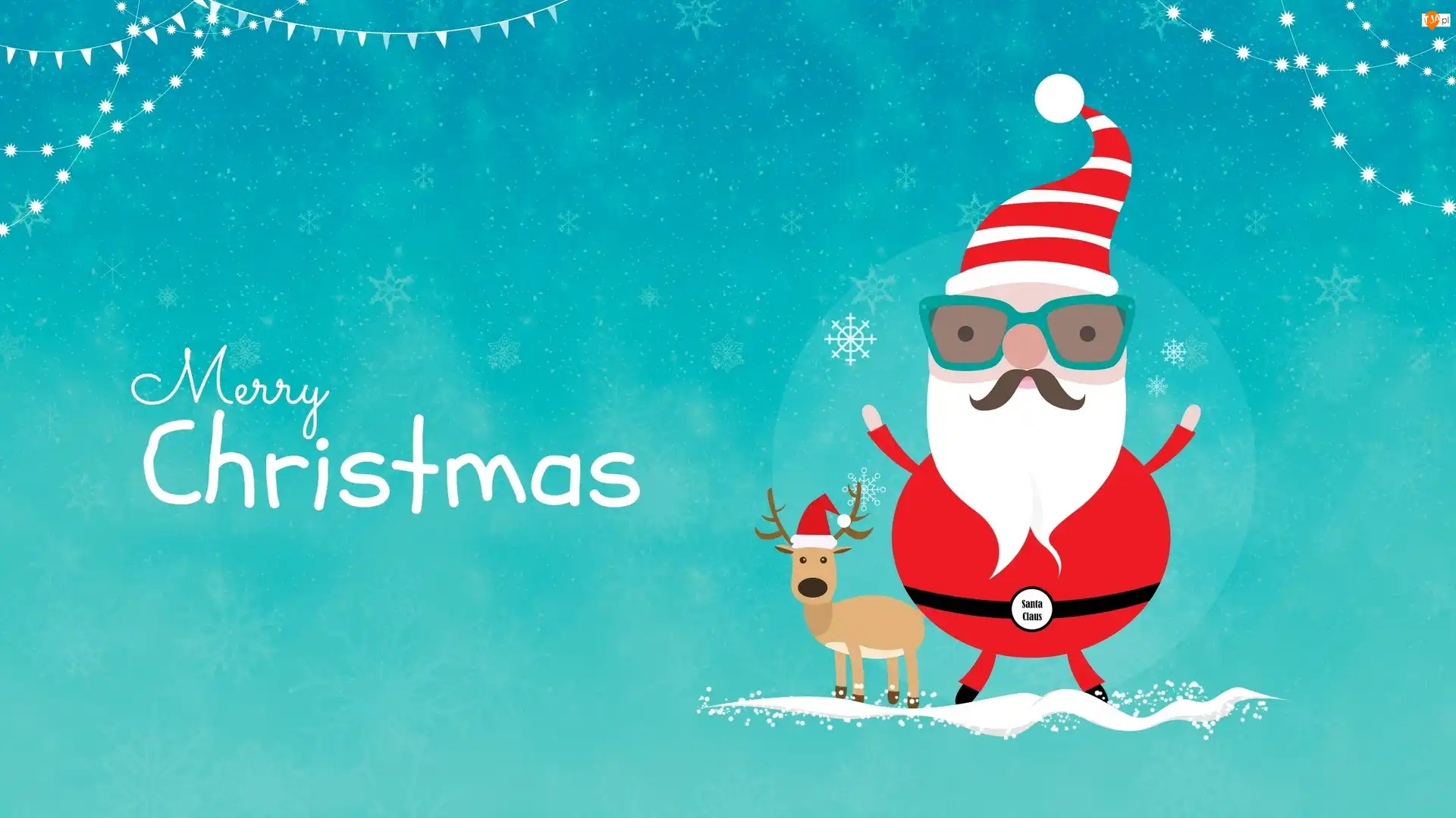 Renifer, Merry Christmas, Mikołaj, Grafika, Napis