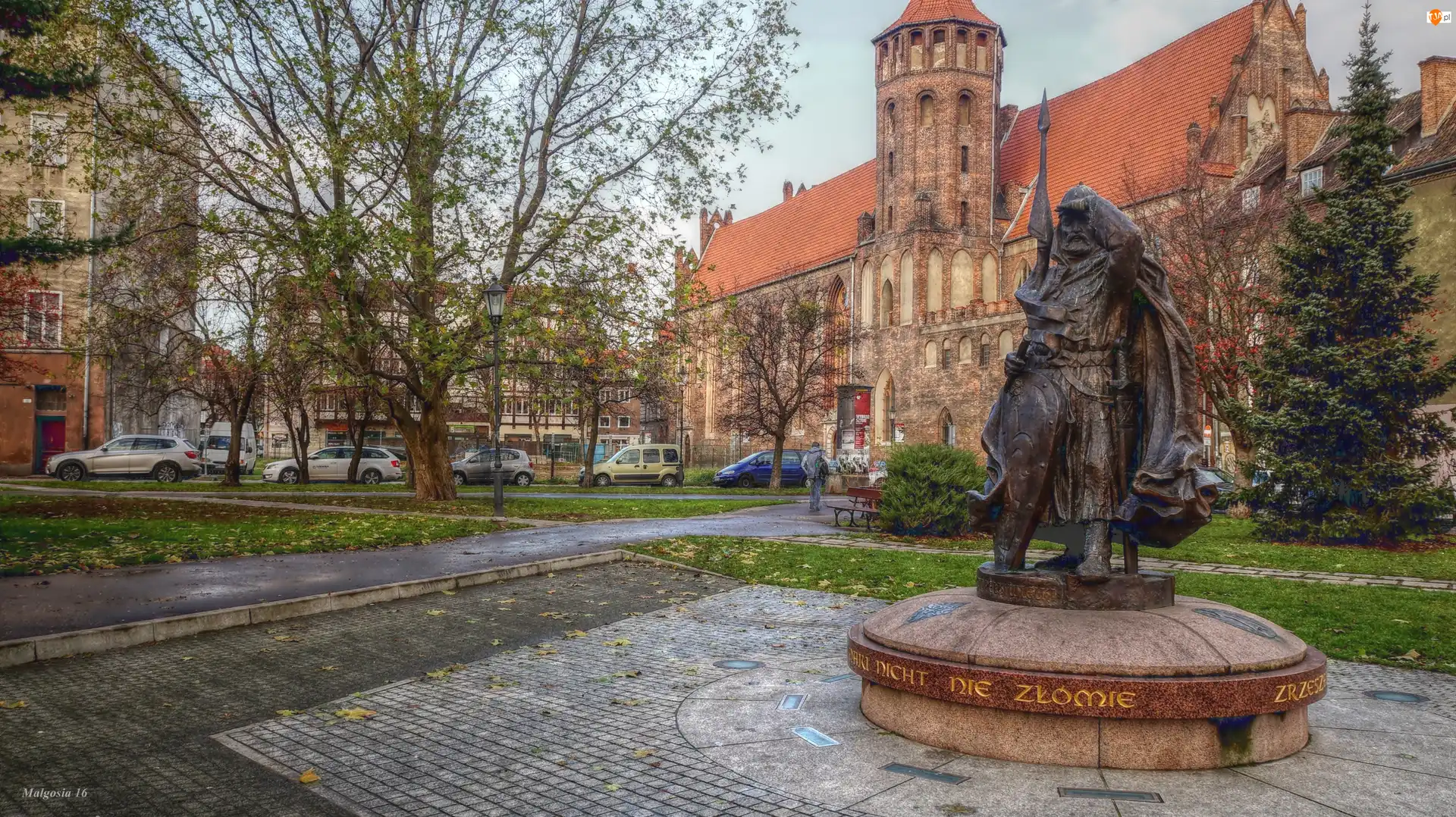 Gdańsk, Posąg, Kościół, Plac