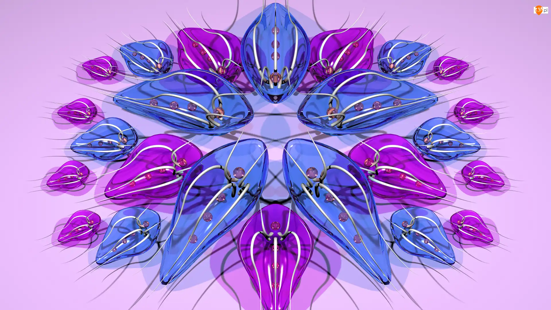 Kwiat, Grafika 3D, Szklany
