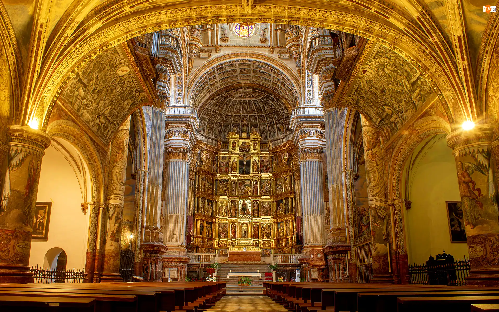 Zdobienia, Kościół, Wnętrze, Grenada, Klasztor, Ołtarz, Hiszpania, Monasterio de San Jeronimo
