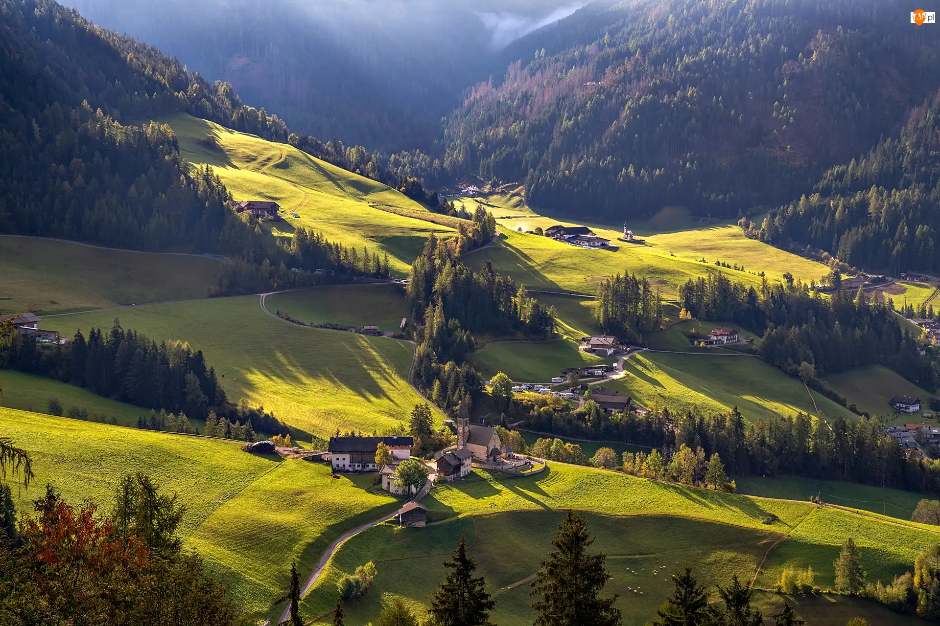 Domy, Włochy, Dolina, Santa Maddalena, Góry