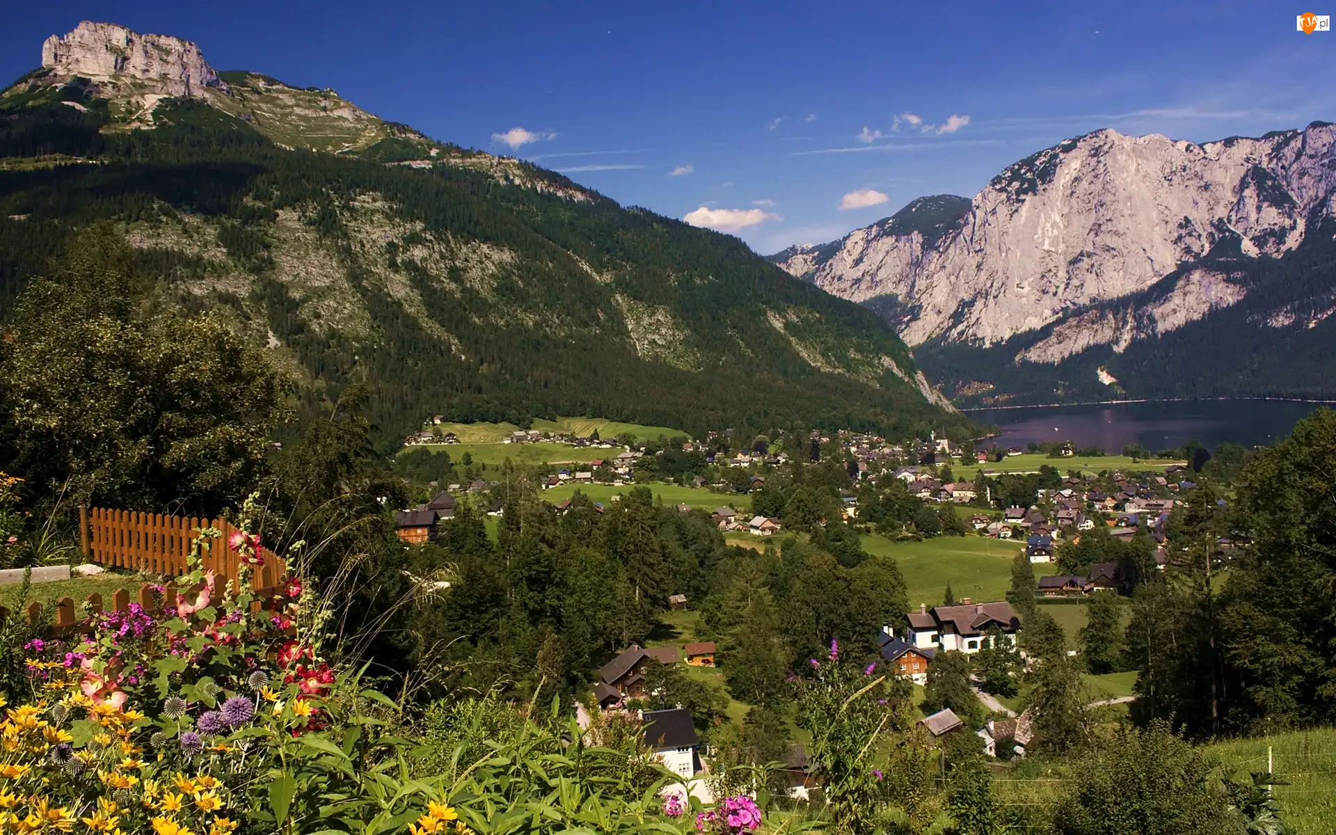 Domy, Wieś, Jezioro, Góry, Austria