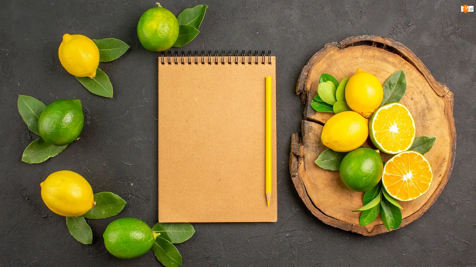 Drewno, Kredka, Limonki, Cytryny, Notes