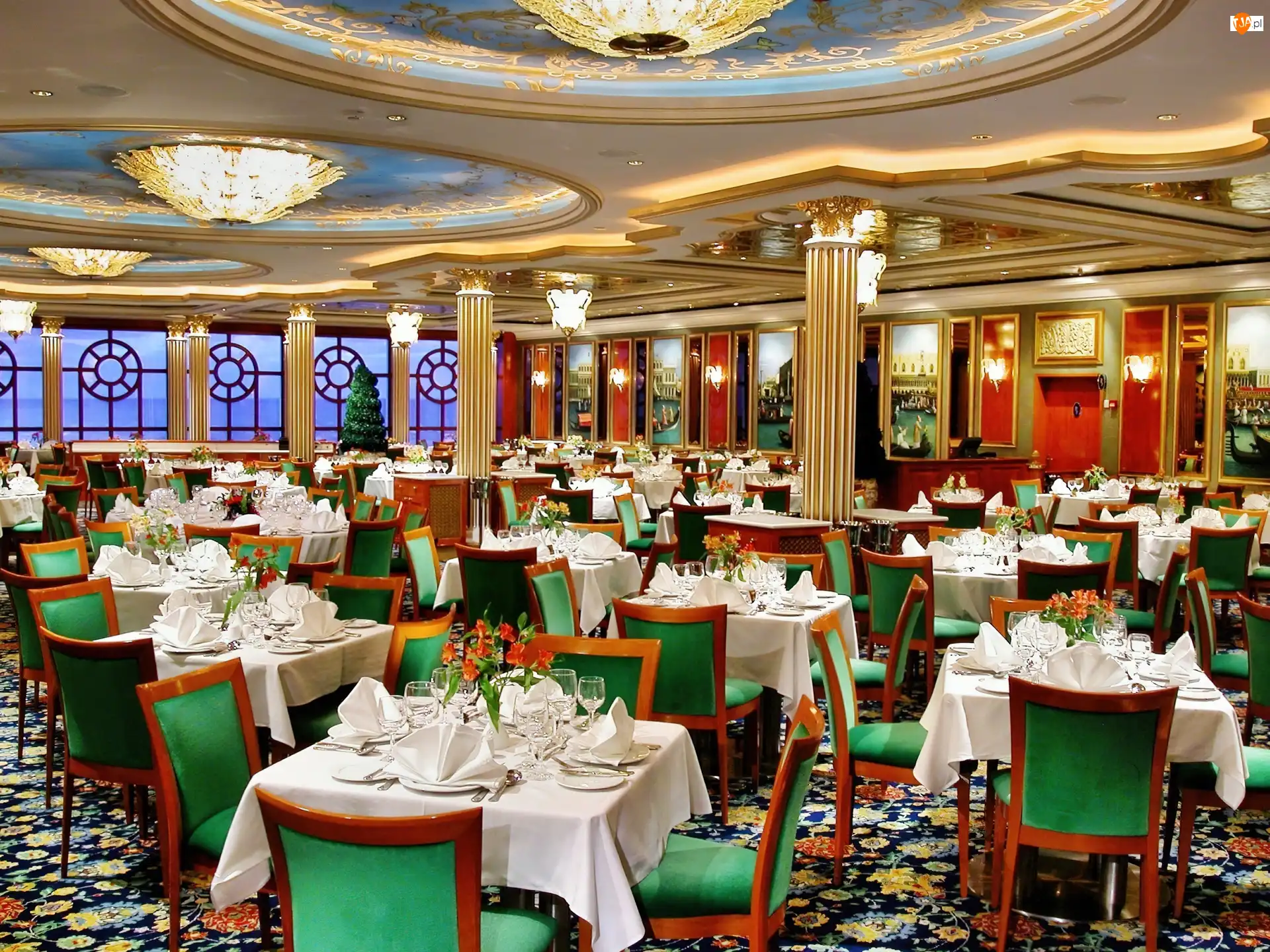 Oświetlenie, Piękna, Restauracja, Filary