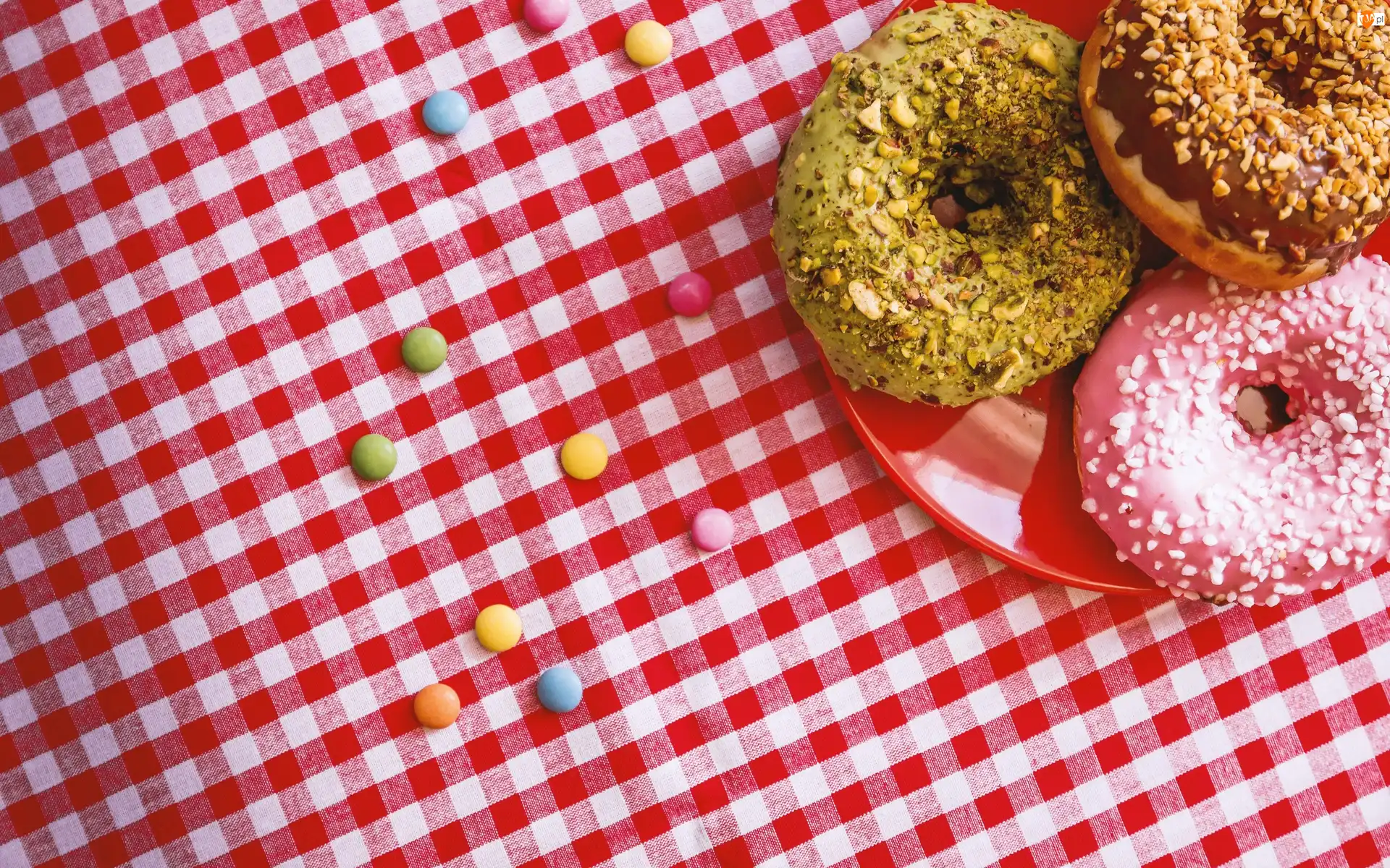 Serweta, Pączki, Donuty, Kraciasta