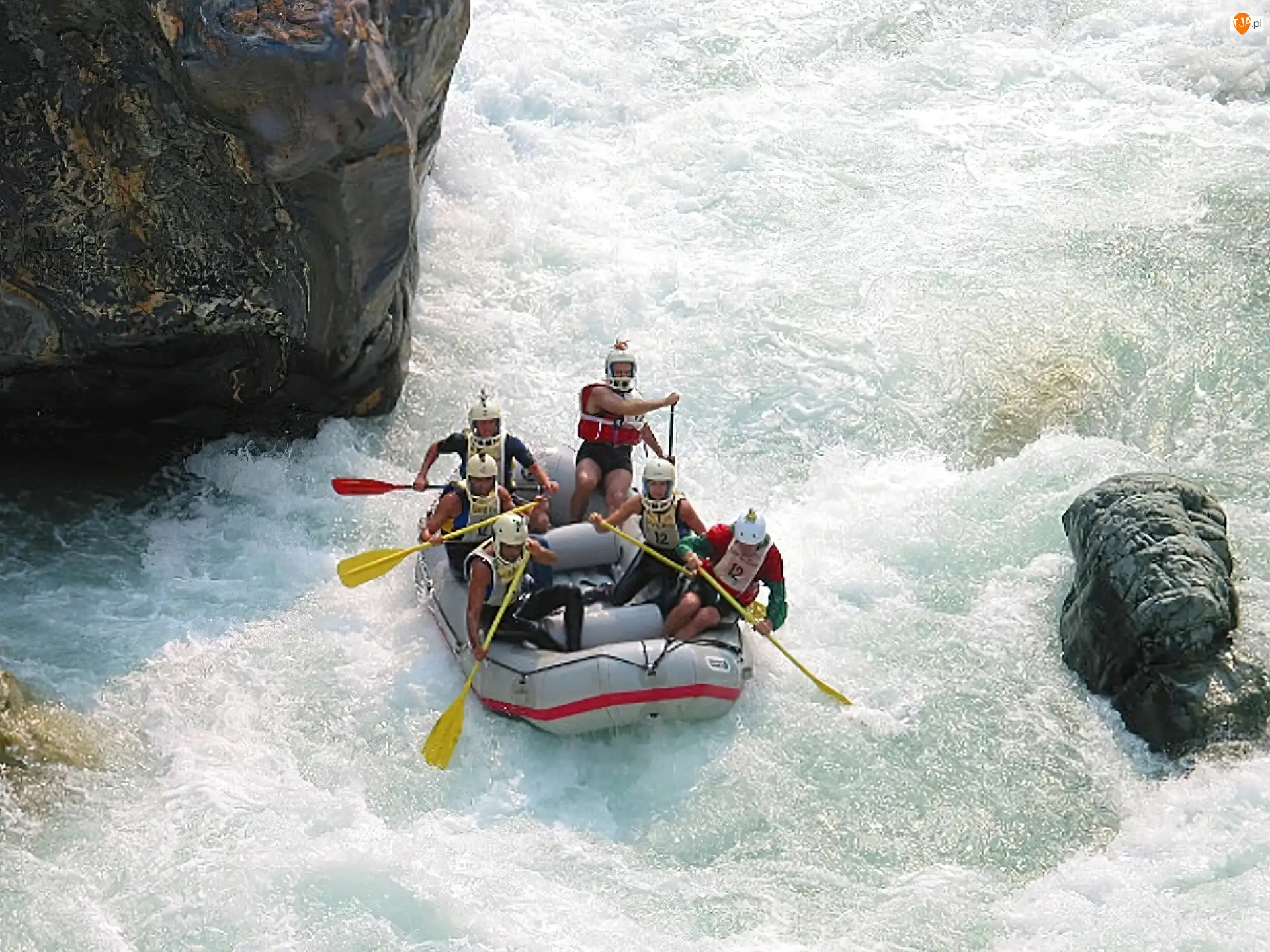 rzeka, ponton, spływ, Rafting, wiosła