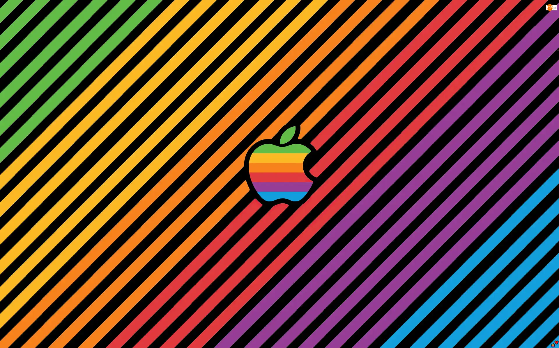 Paski, Apple, Kolorowe, Jabłko, Logo
