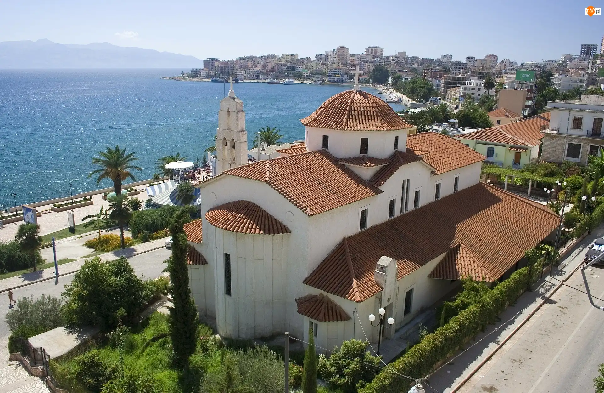 Kościół, Lato, Saranda, Albania, Morze